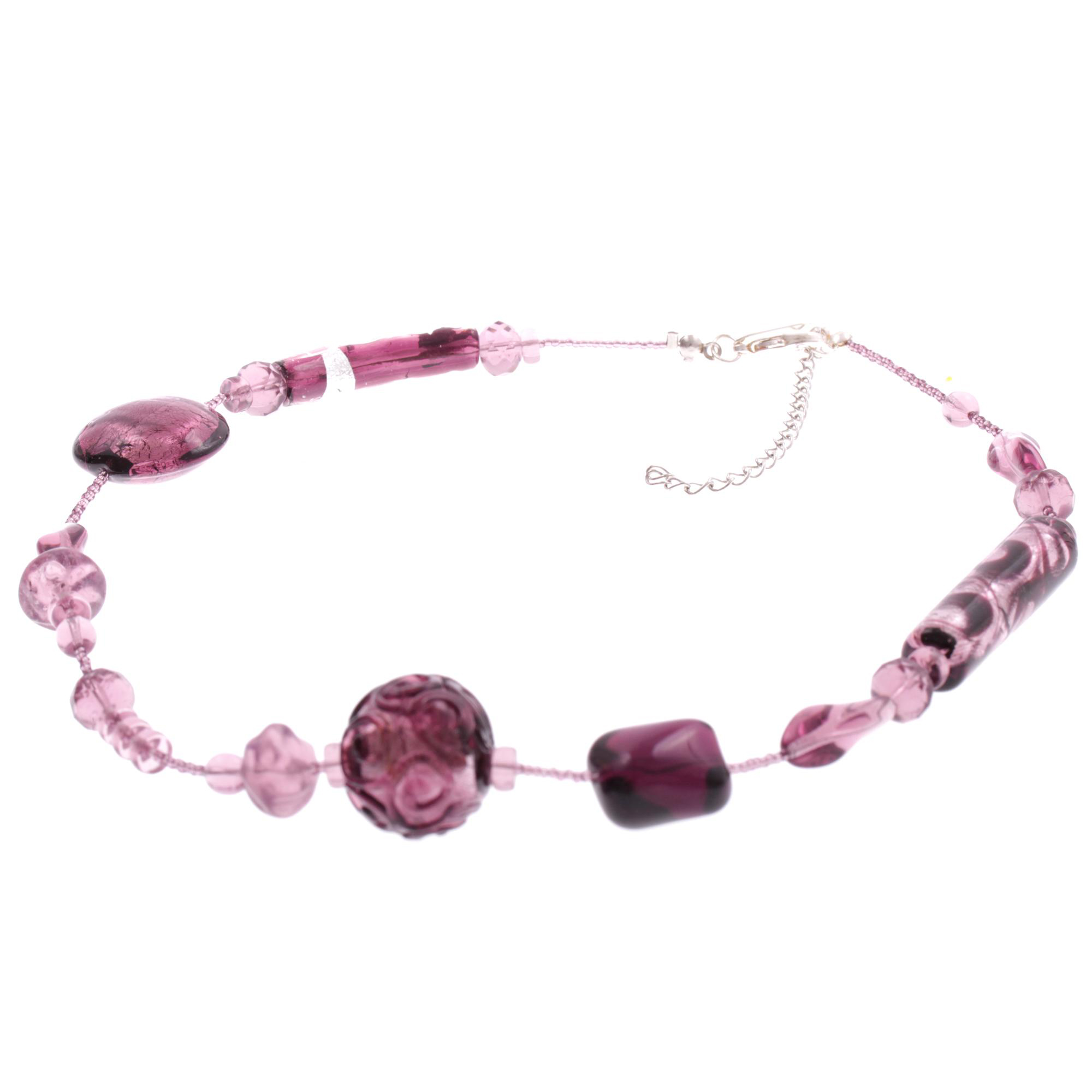 Edles Murano Glas Collier "Tracina" Halskette-amethist-silber