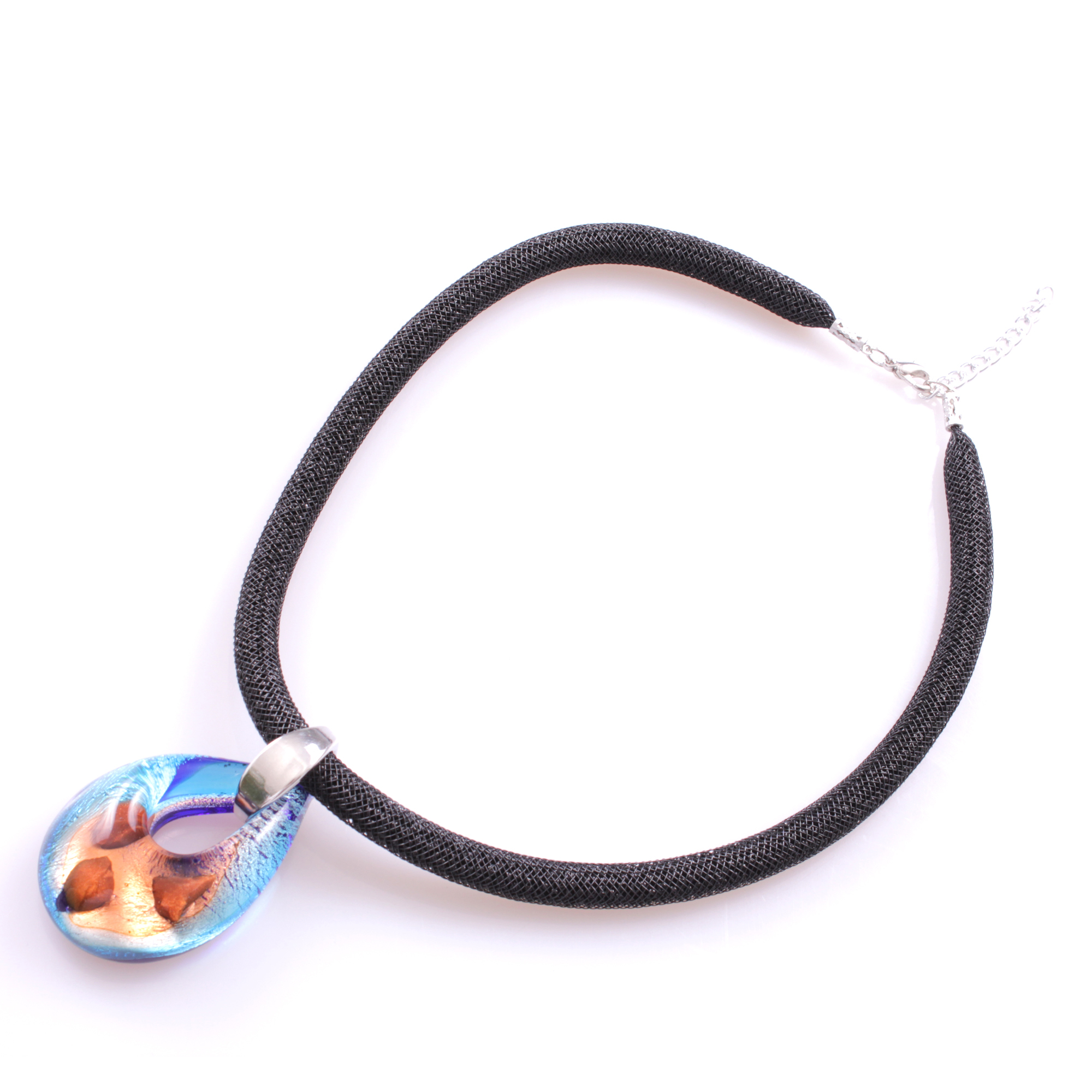 Wow! Dieses Murano Glas Collier "Drop Deluxe" ist ein Traum!-blau-kupfer