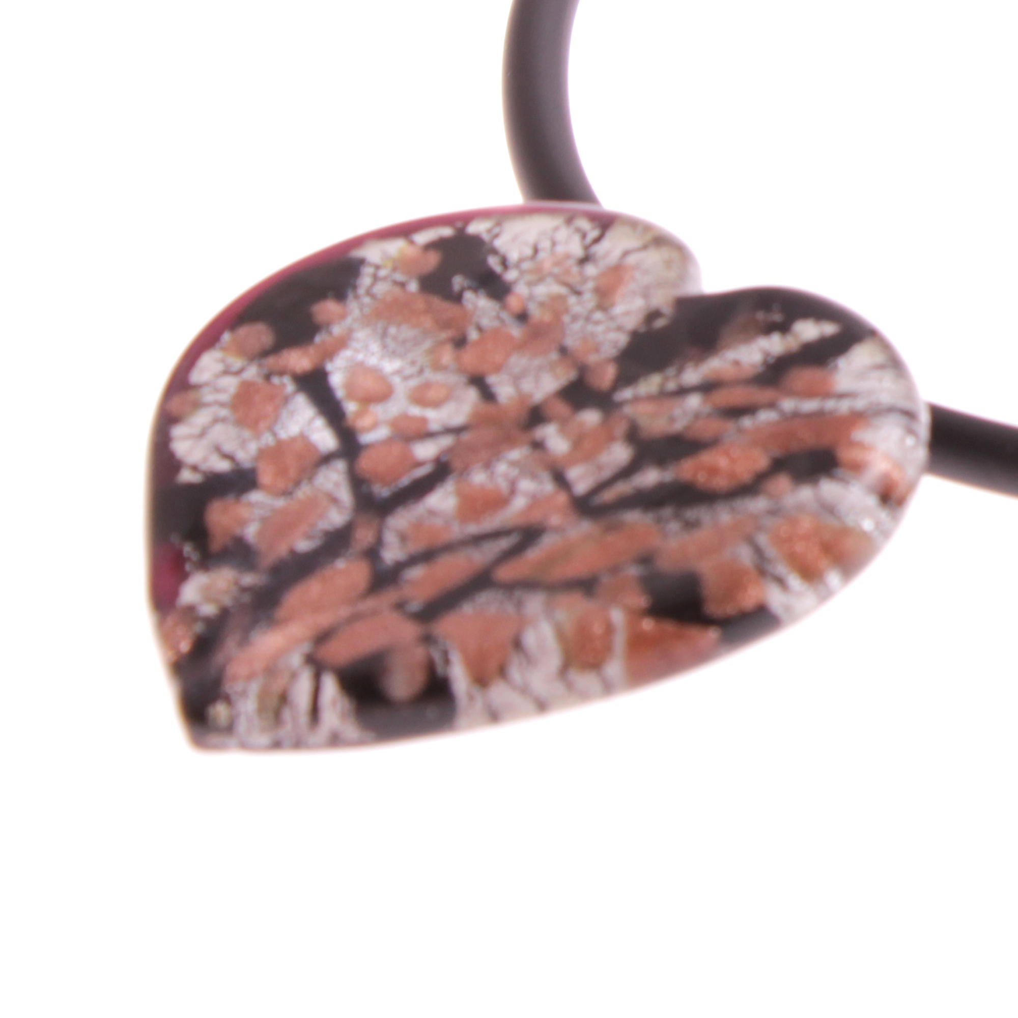Edles Murano Glas Herz Model "Emotivo II"-schwarz-silber