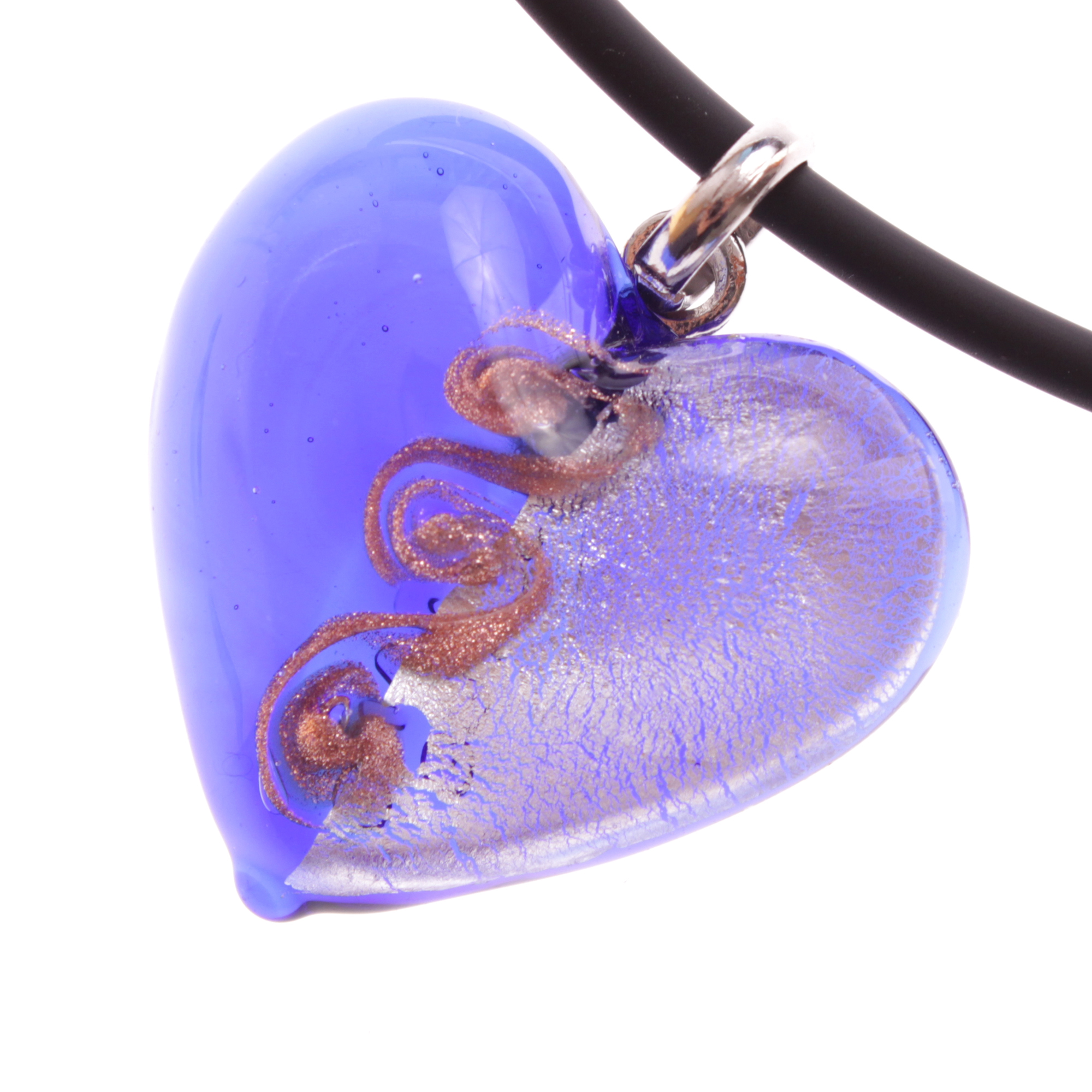Wunderschönes Murano Glas Herz "Girello picco"-blau-silber