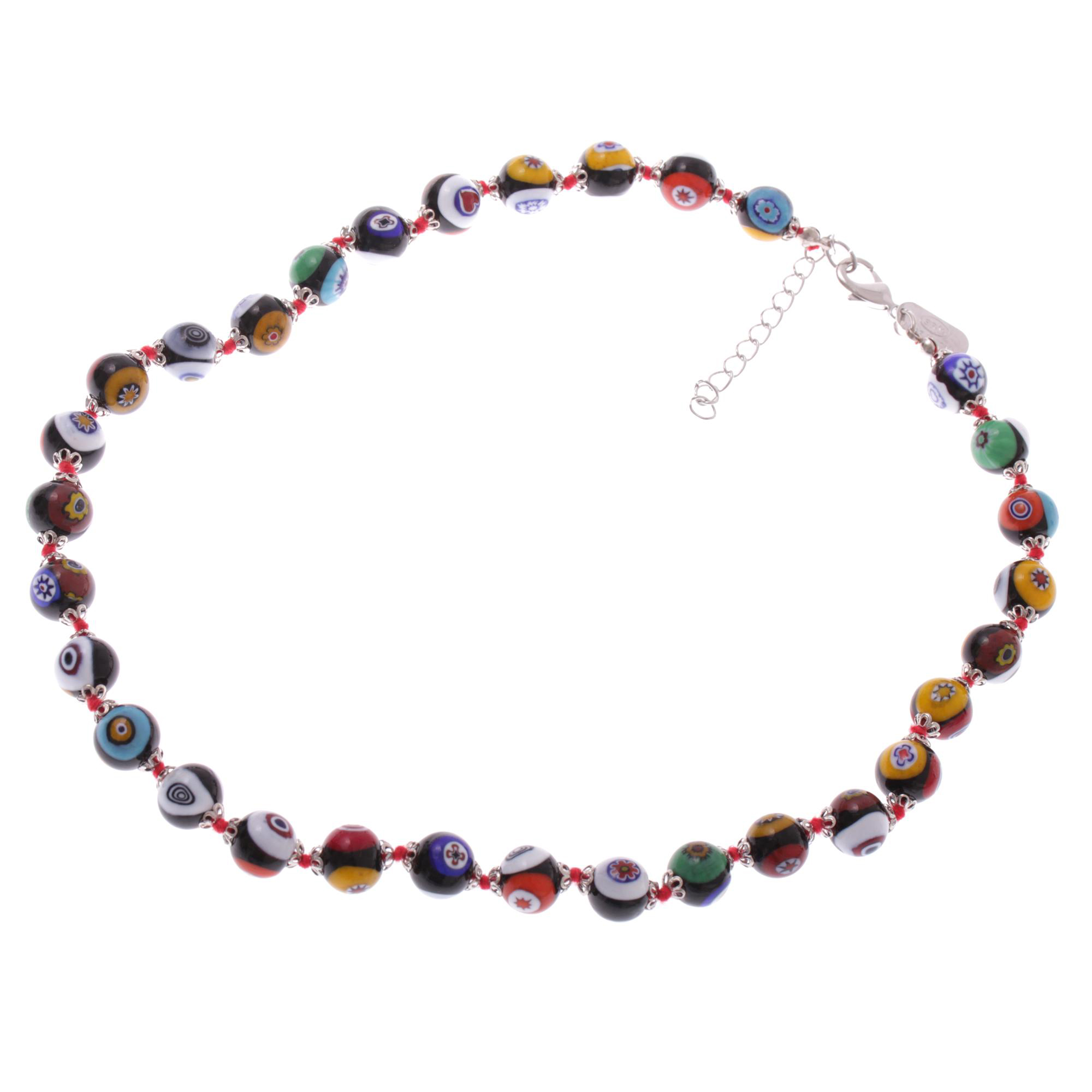 Exklusive Mille Fiori Halskette "Concento" Collier -bunt-silber