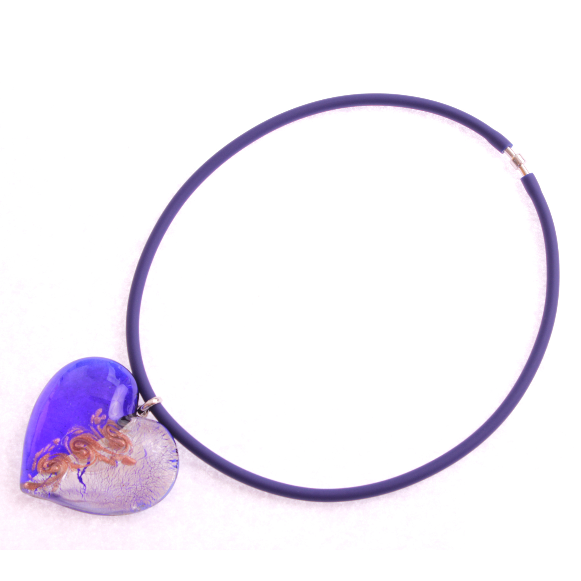 Traumhaft schönes großes Muranoglas Herz "Alto Girello II"-blau-silber