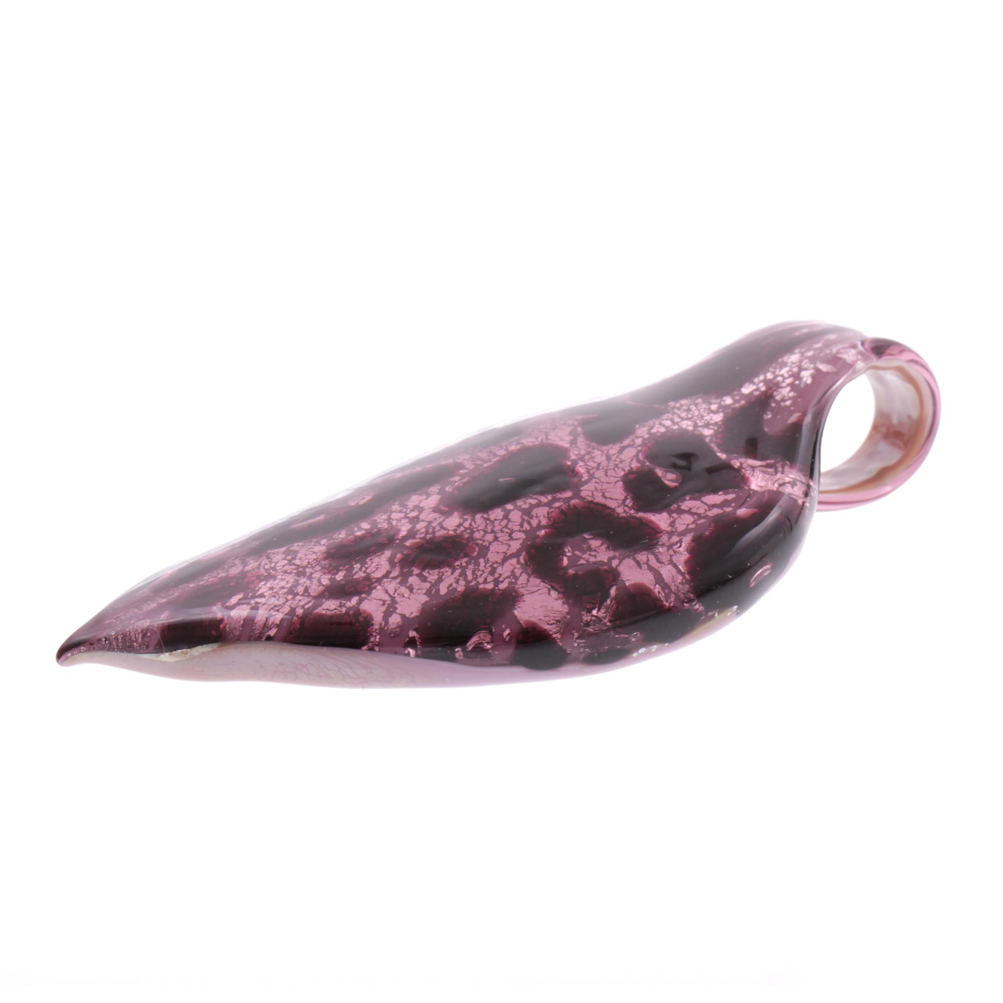 Ein großes Murano Glas Blatt "Pala Grande" Anhänger-lila