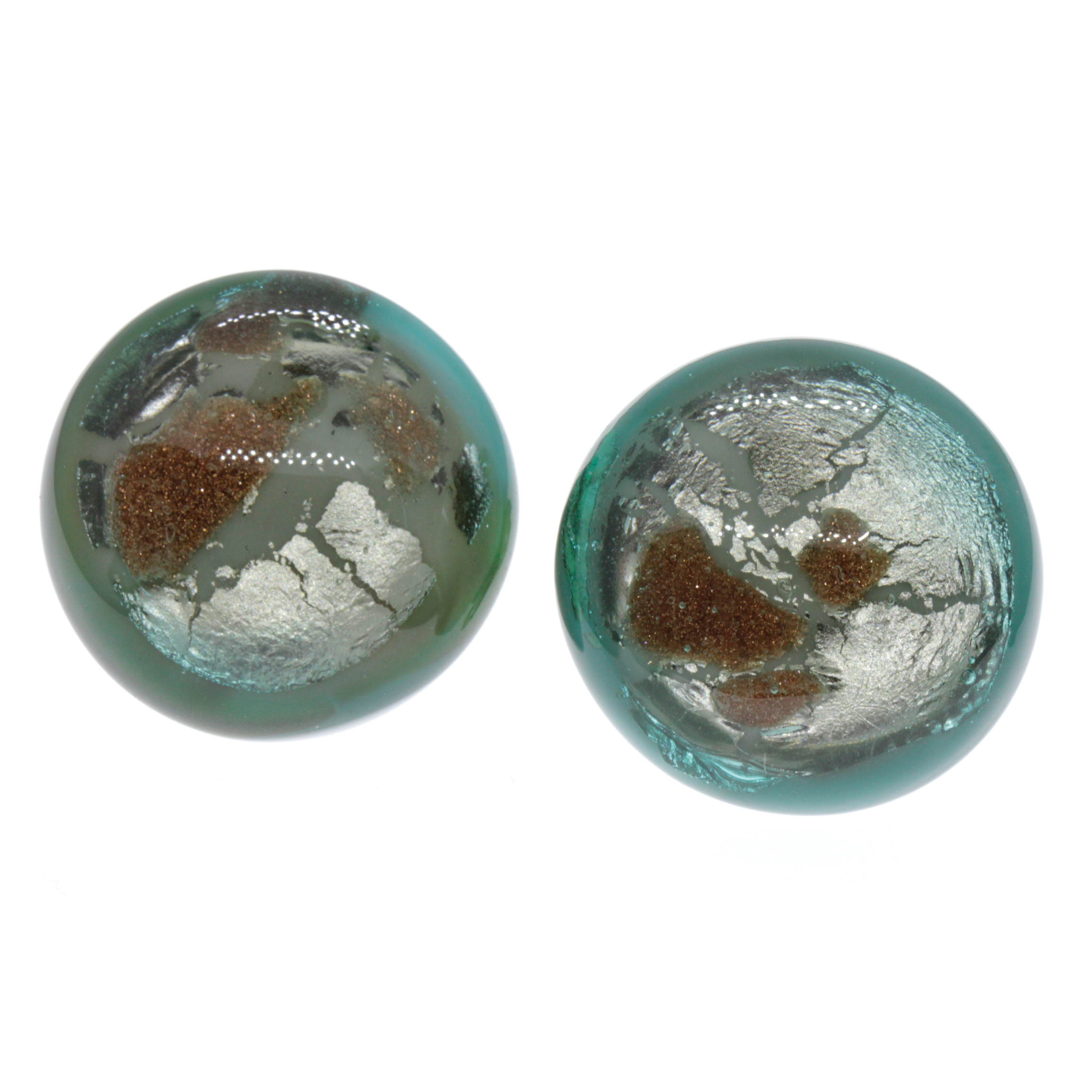 Muranoglas Ohrclip Malaga Deluxe - türkis kupfer