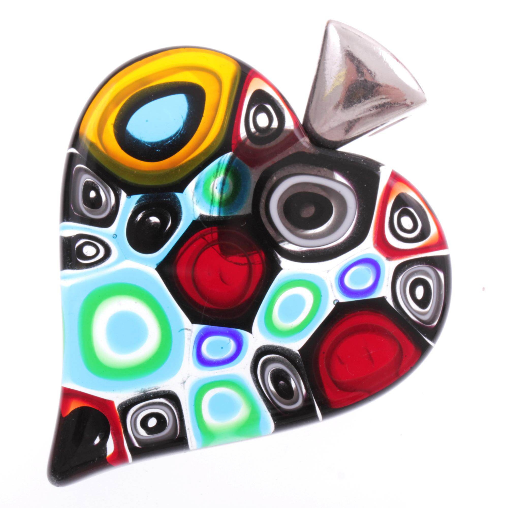 Edles Murano Glas Herz "Milena II" Mille Fiori Anhänger -retro II