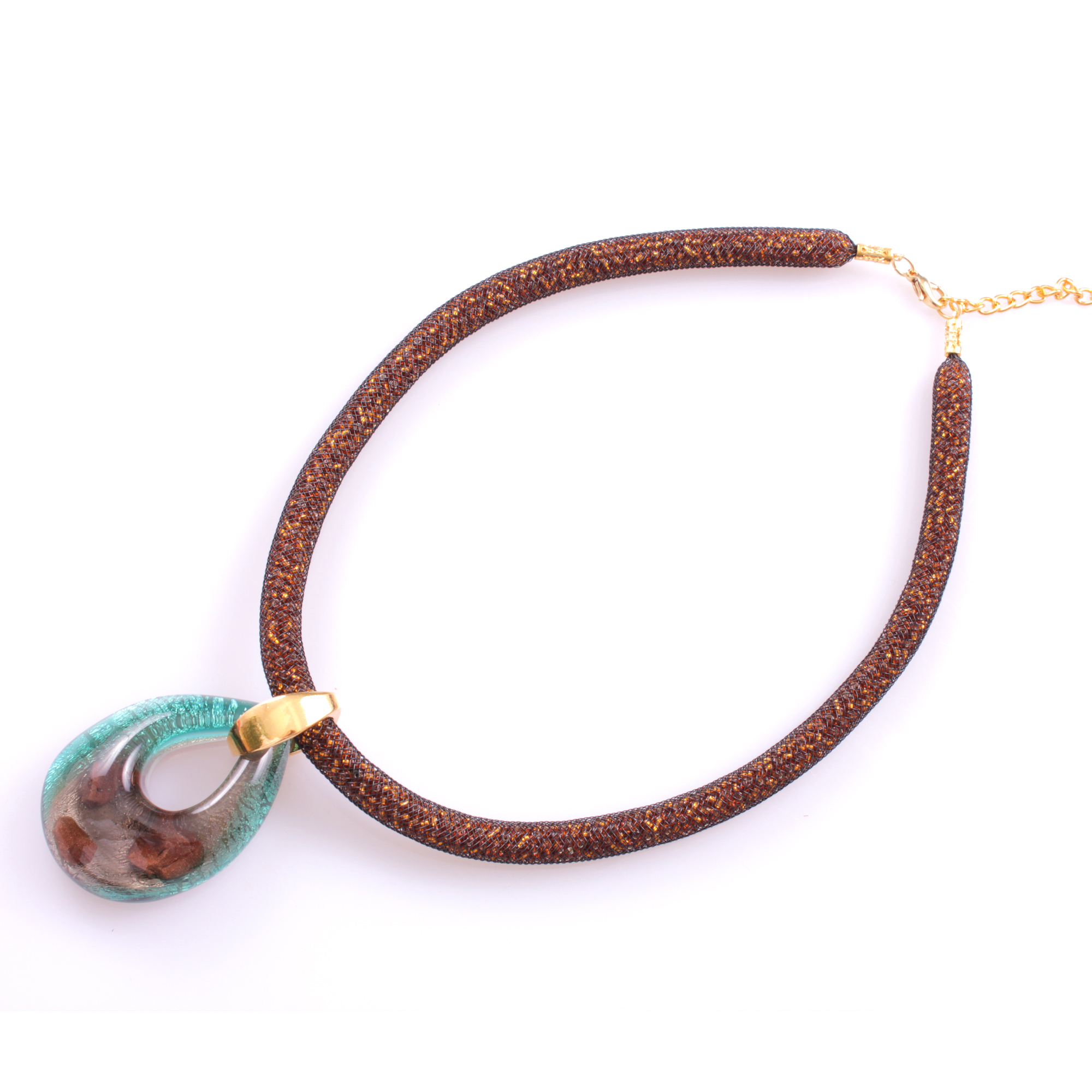 Wow! Dieses Murano Glas Collier "Drop Deluxe" ist ein Traum!-türkis-kupfer