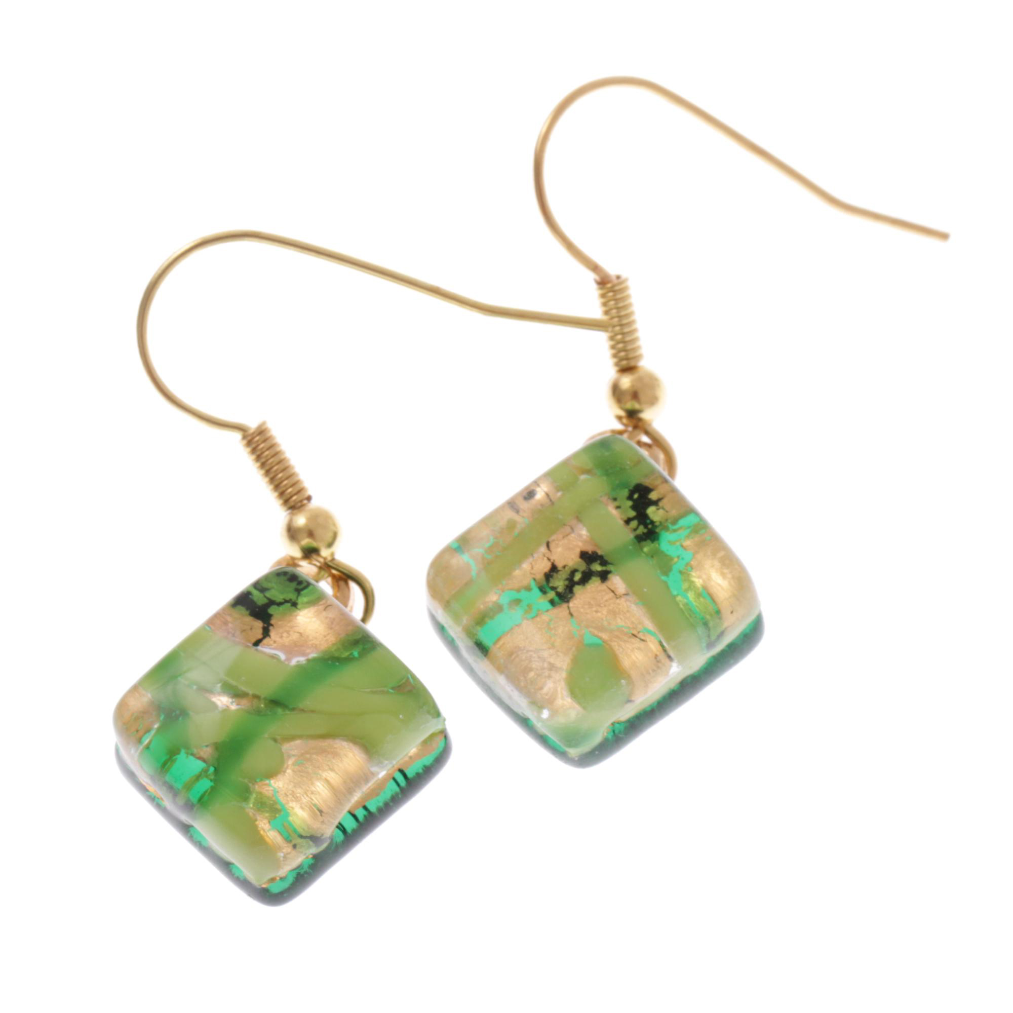 Ohrhaken Murano Glas "Ashley" Ohrschmuck-grün-gold II