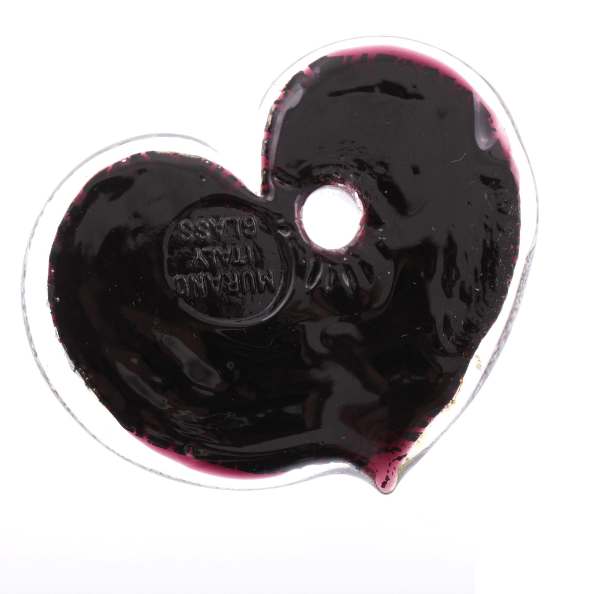 Wundervoll großer Herz Anhänger "Animo" Murano Glas-silber