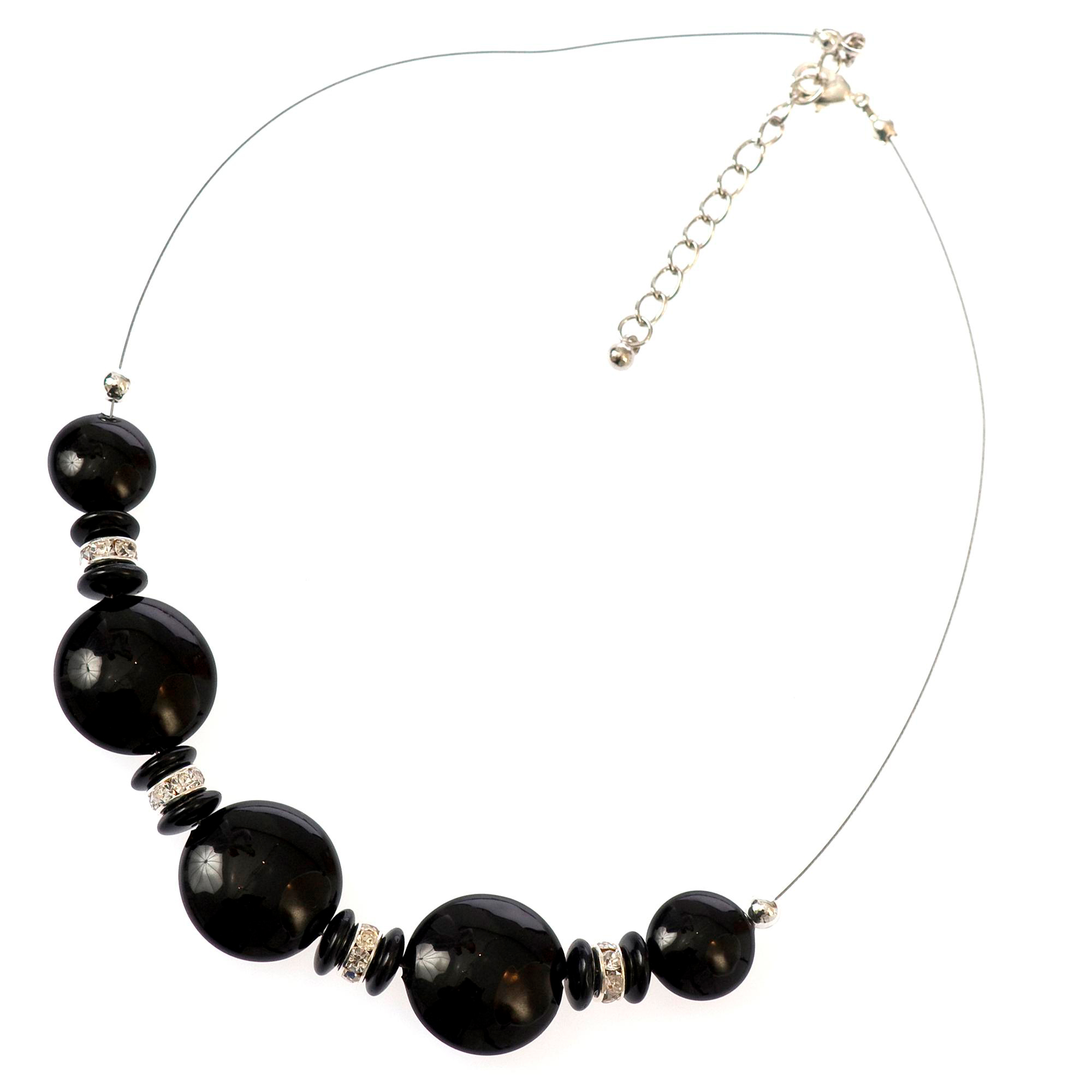 Hinreißendes Murano Glas Collier "Perth" Halskette-schwarz-silber