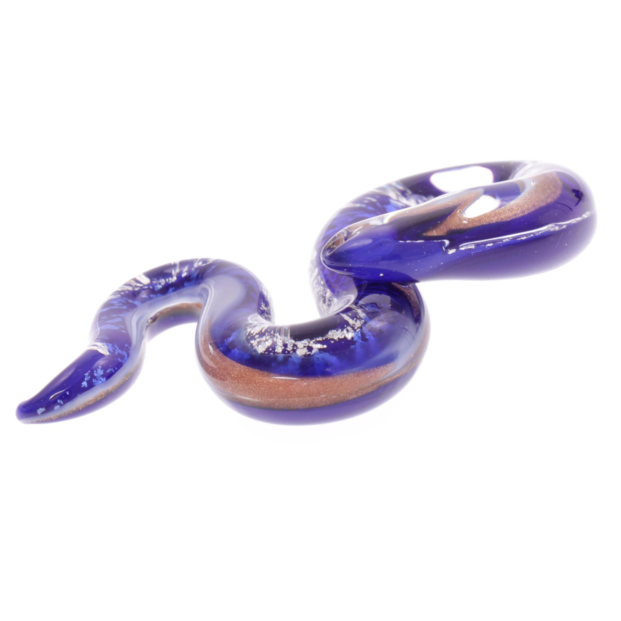Edle Murano Glas Schlange Größe Medium "Coda Mezzo" Anhänger -blau-silber