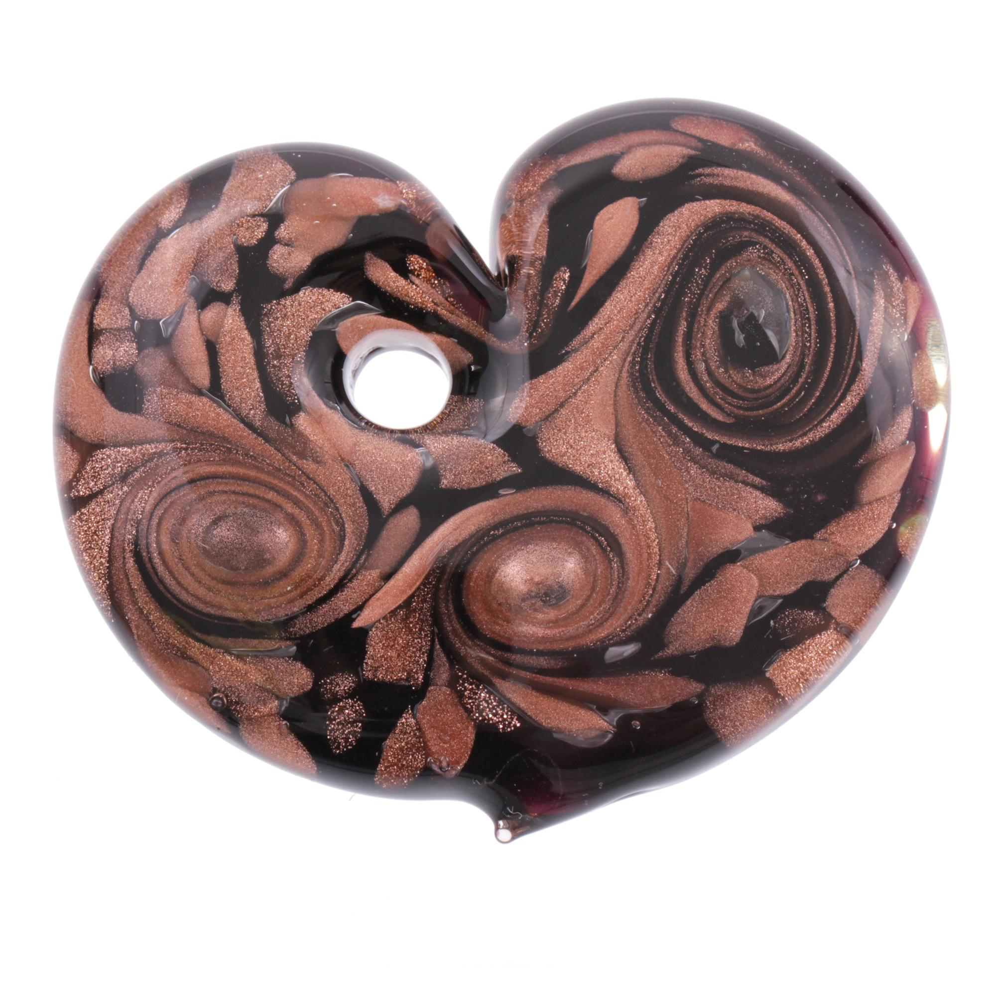 Wundervoll großer Herz Anhänger "Animo" Murano Glas- kupfer silber