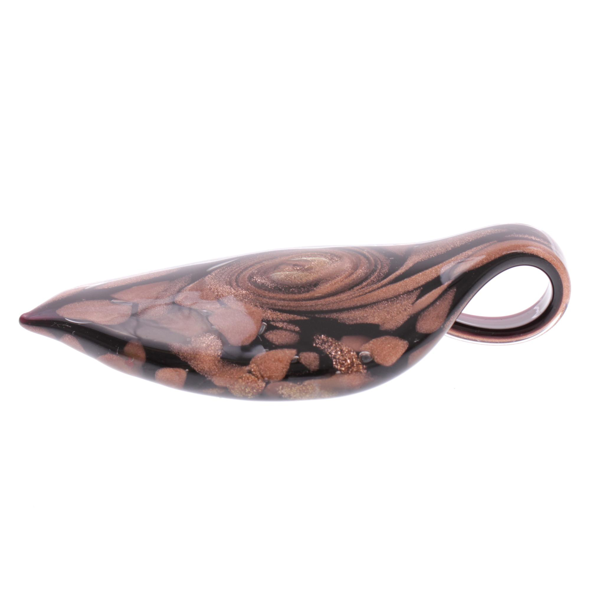 Feines kleines Murano Glas Blatt "Pala" Anhänger-kupfer