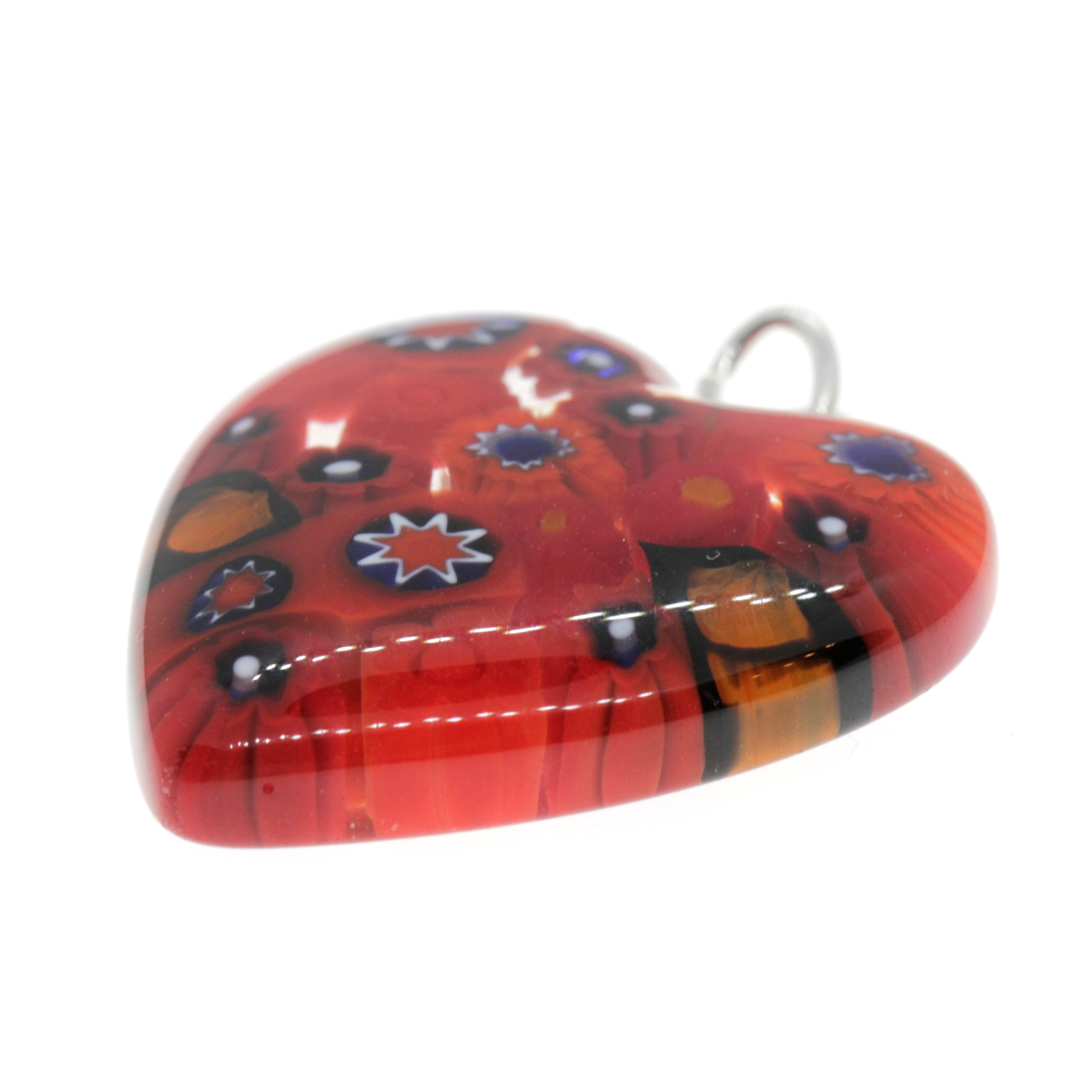 Mille Fiori Herz Anhänger "Sono" Murano Glas - rot