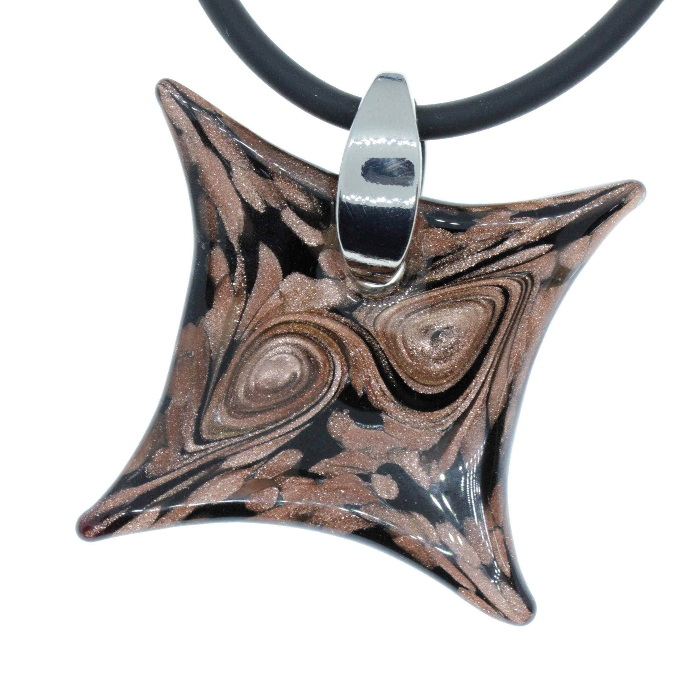 Exquisiter Murano Glas Anhänger "Losanga" -kupfer silber