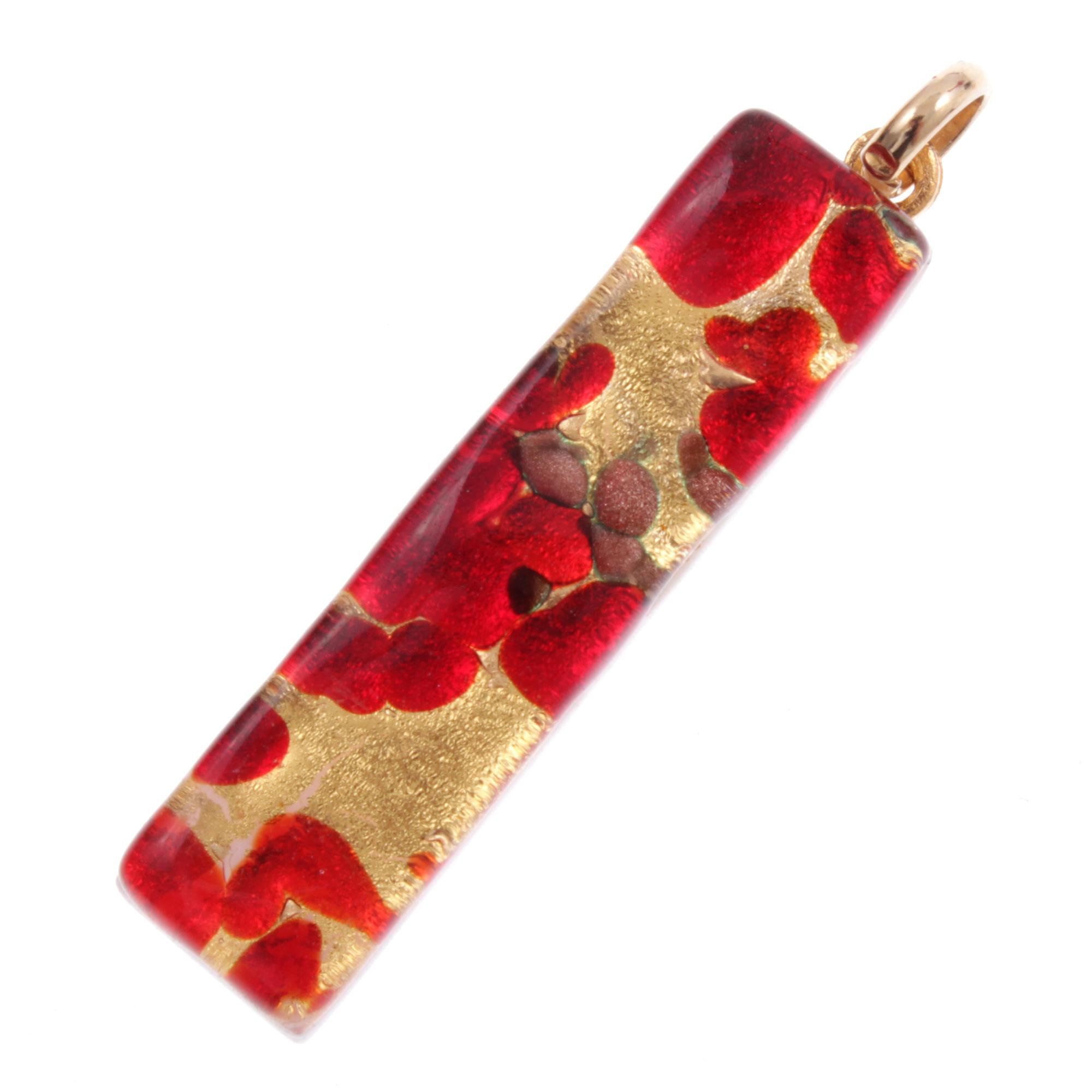 Murano Glas Anhänger Baguette "Bastone"-rot-gold