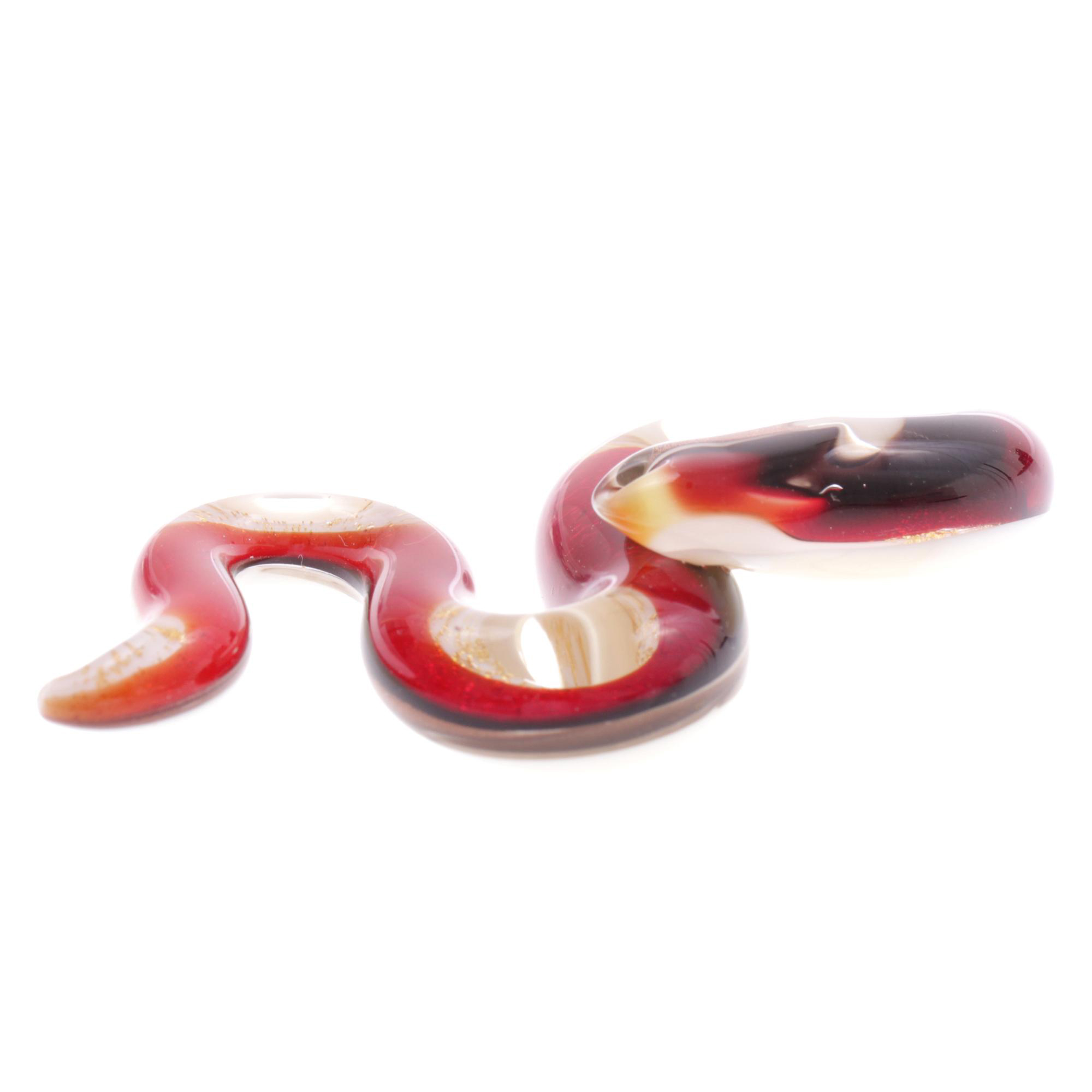 Edle Murano Glas Schlange Größe Medium "Coda Mezzo" Anhänger -rot-gold