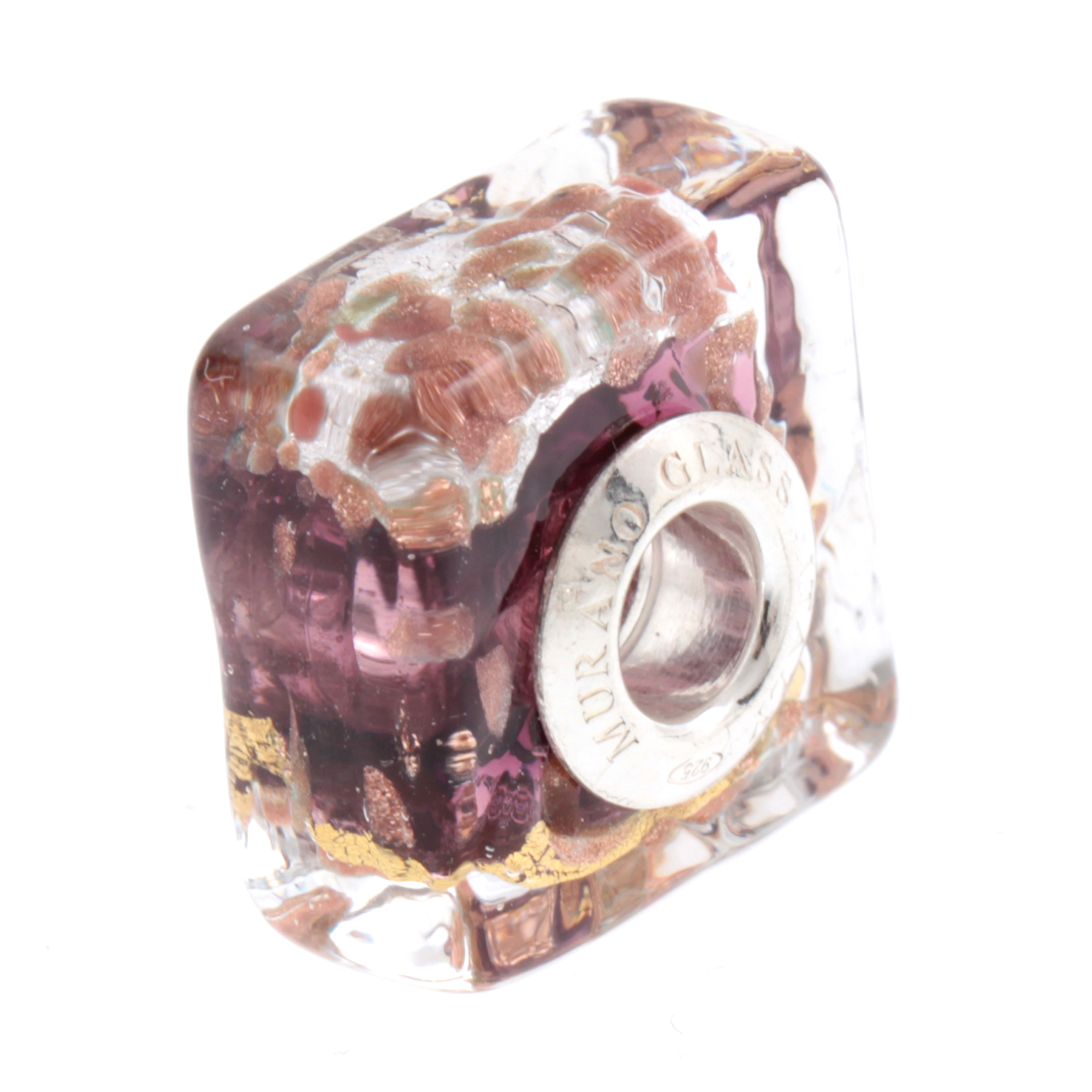 Murano Glas Bead "Quadrato" Charm-amethist