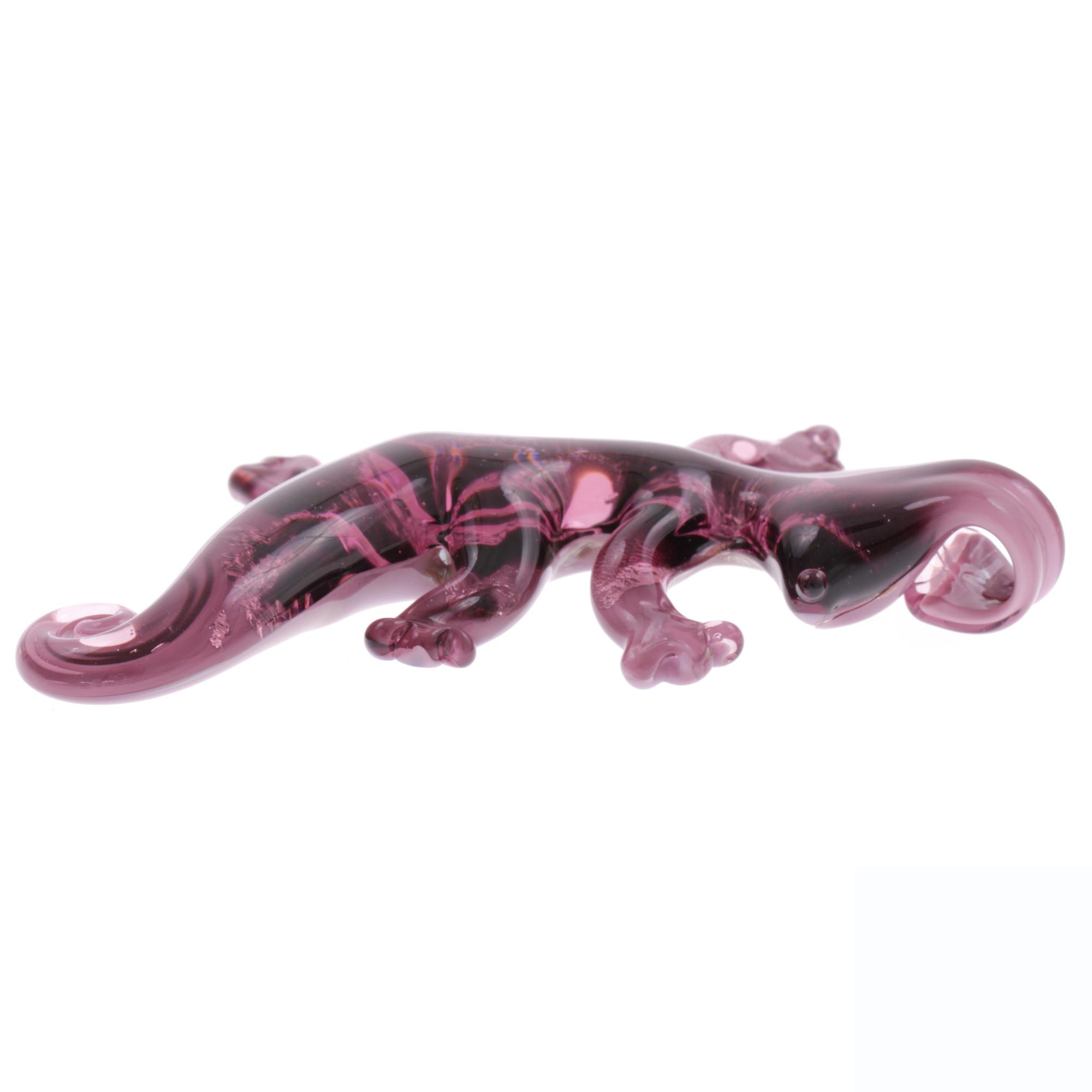 Ein Kunstwerk aus Murano Glas Model  "Geco" Anhänger -schwarz-lila