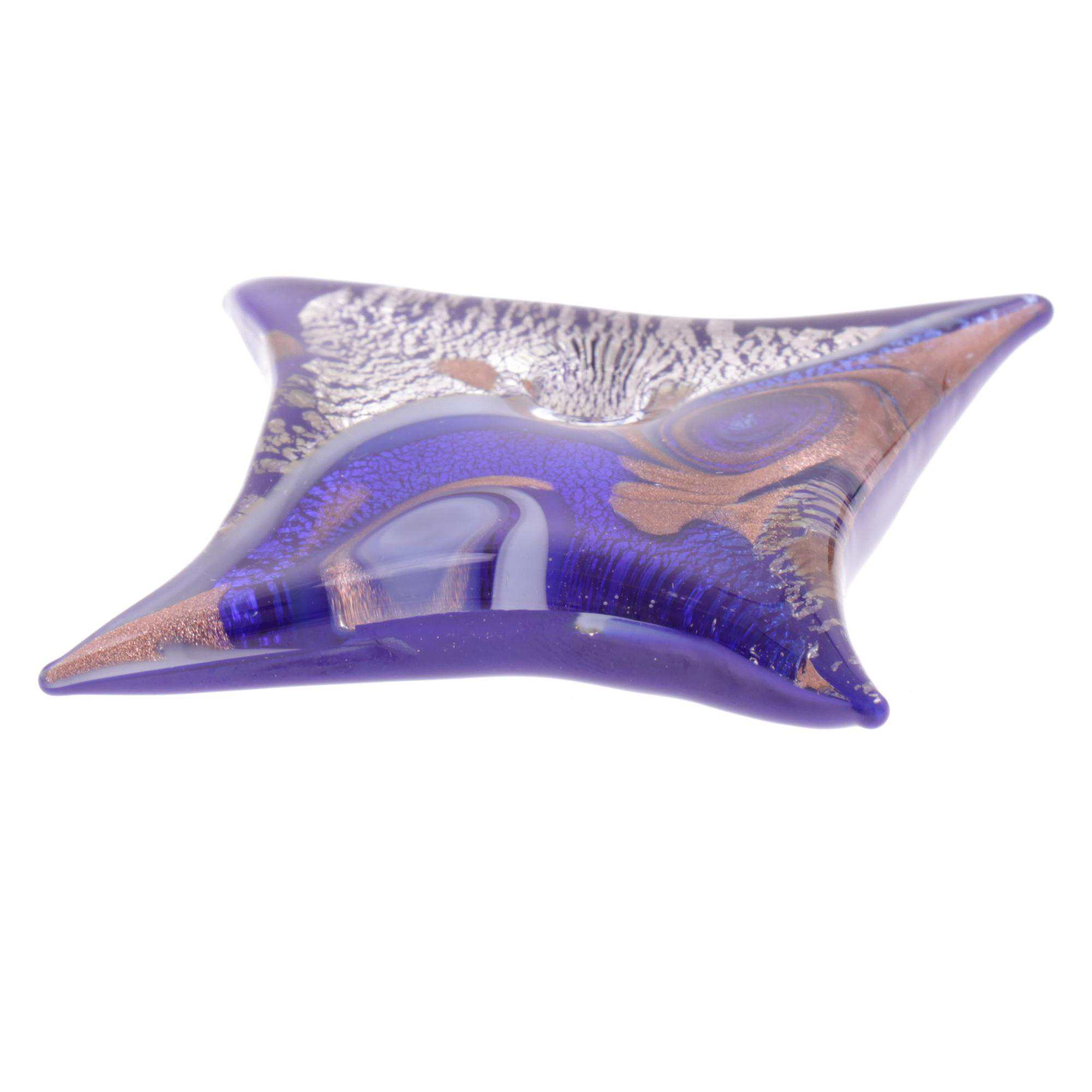 Exquisiter Murano Glas Anhänger "Losanga" -blau-silber