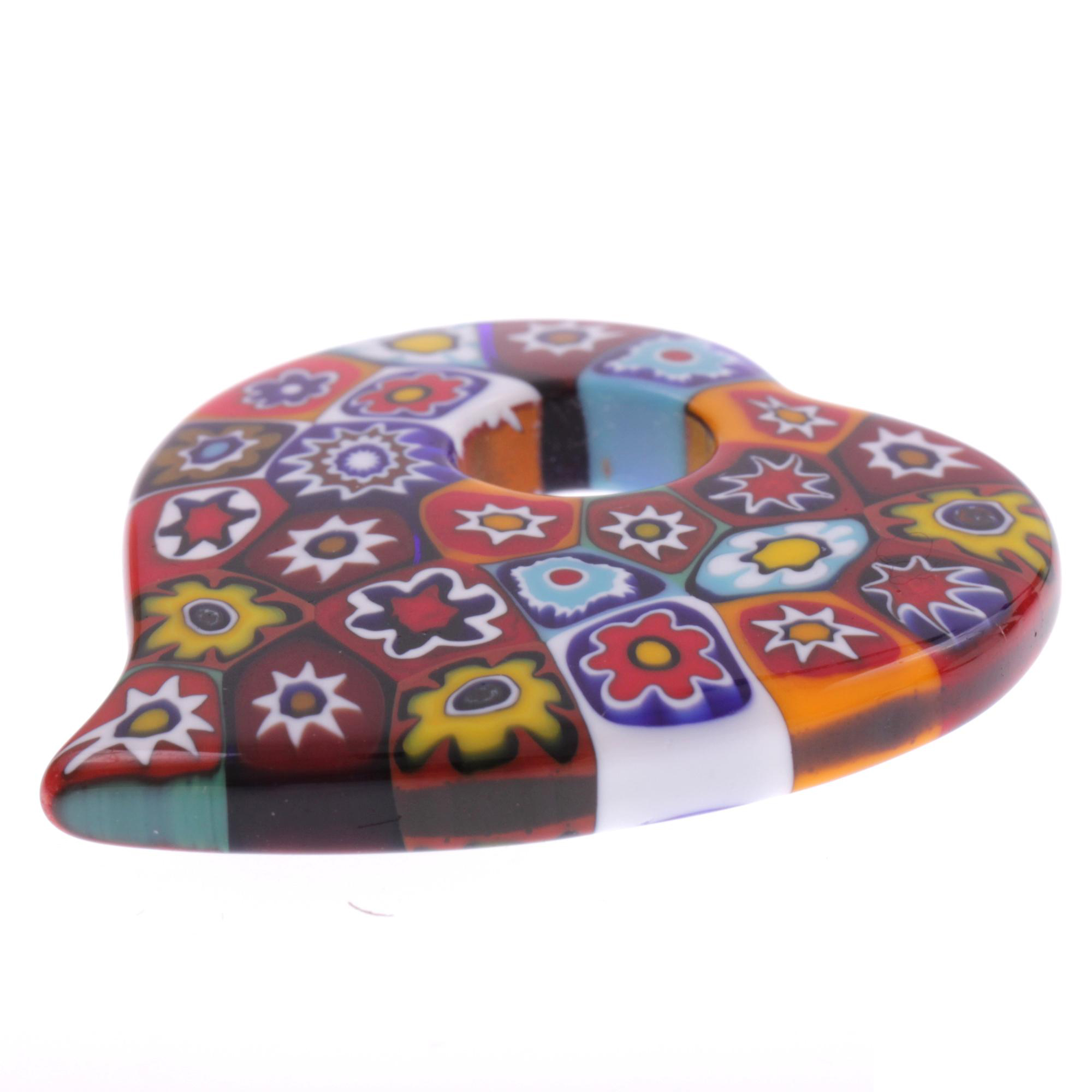 Murano Glas Herz Anhänger "Rinviato" Mille Fiori-mille fiori