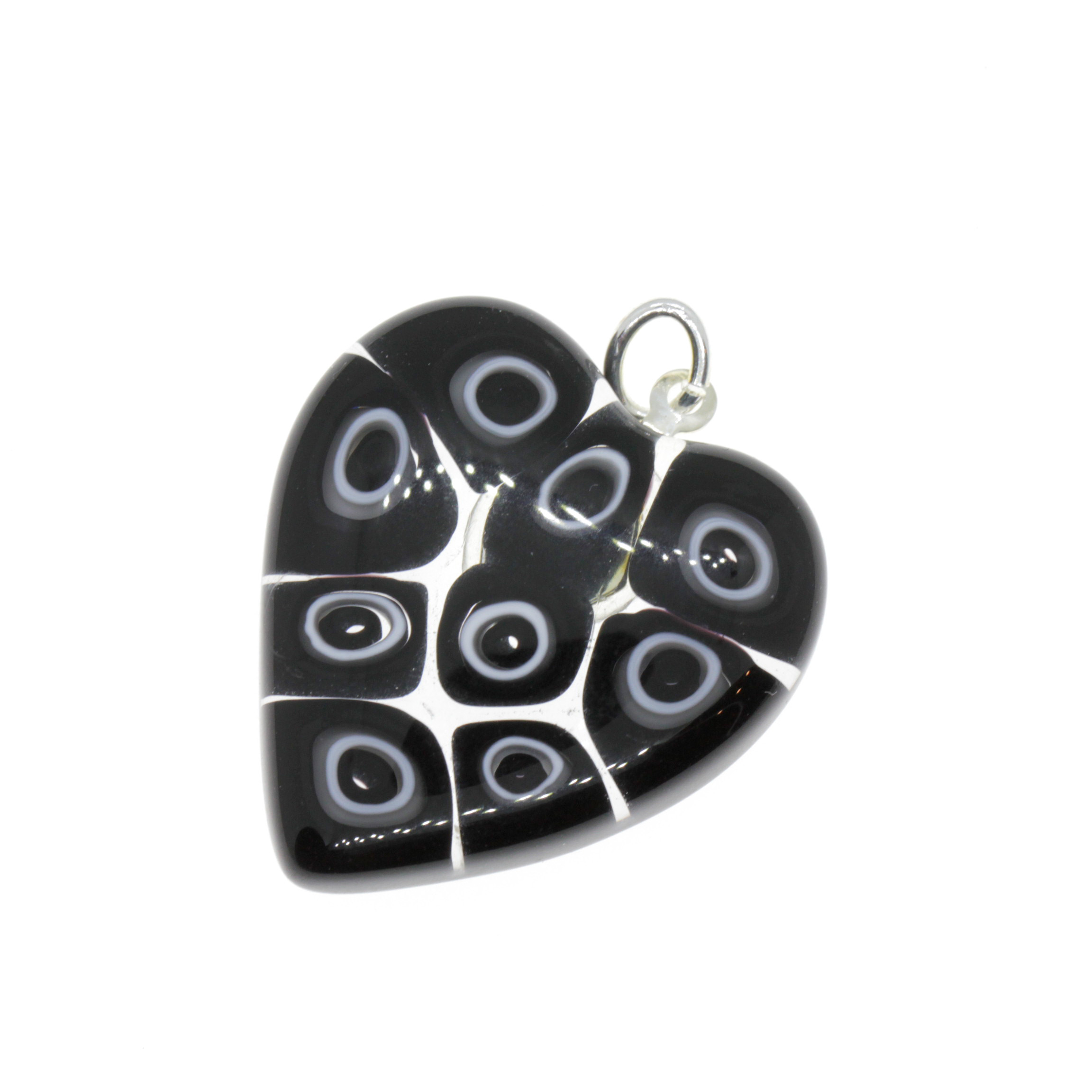 Mille Fiori Herz Anhänger "Sono" Murano Glas - schwarz II