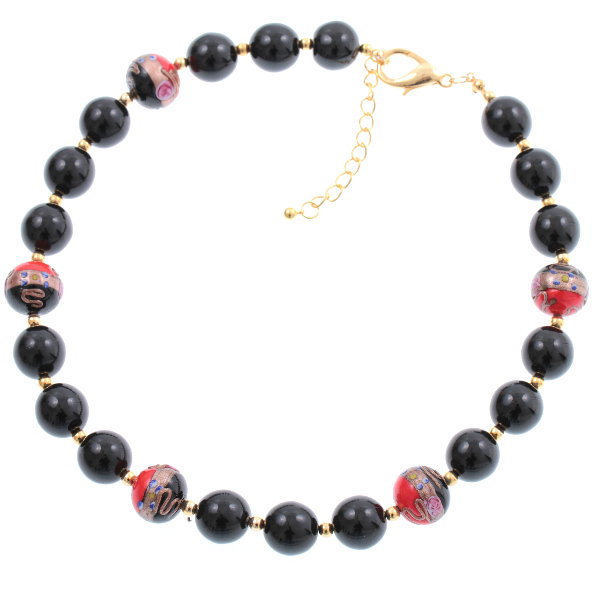 Collier "Venezia" Murano Glas Halskette-schwarz-rot Collier "Venezia" Murano Glas Halskette-schwarz-rot