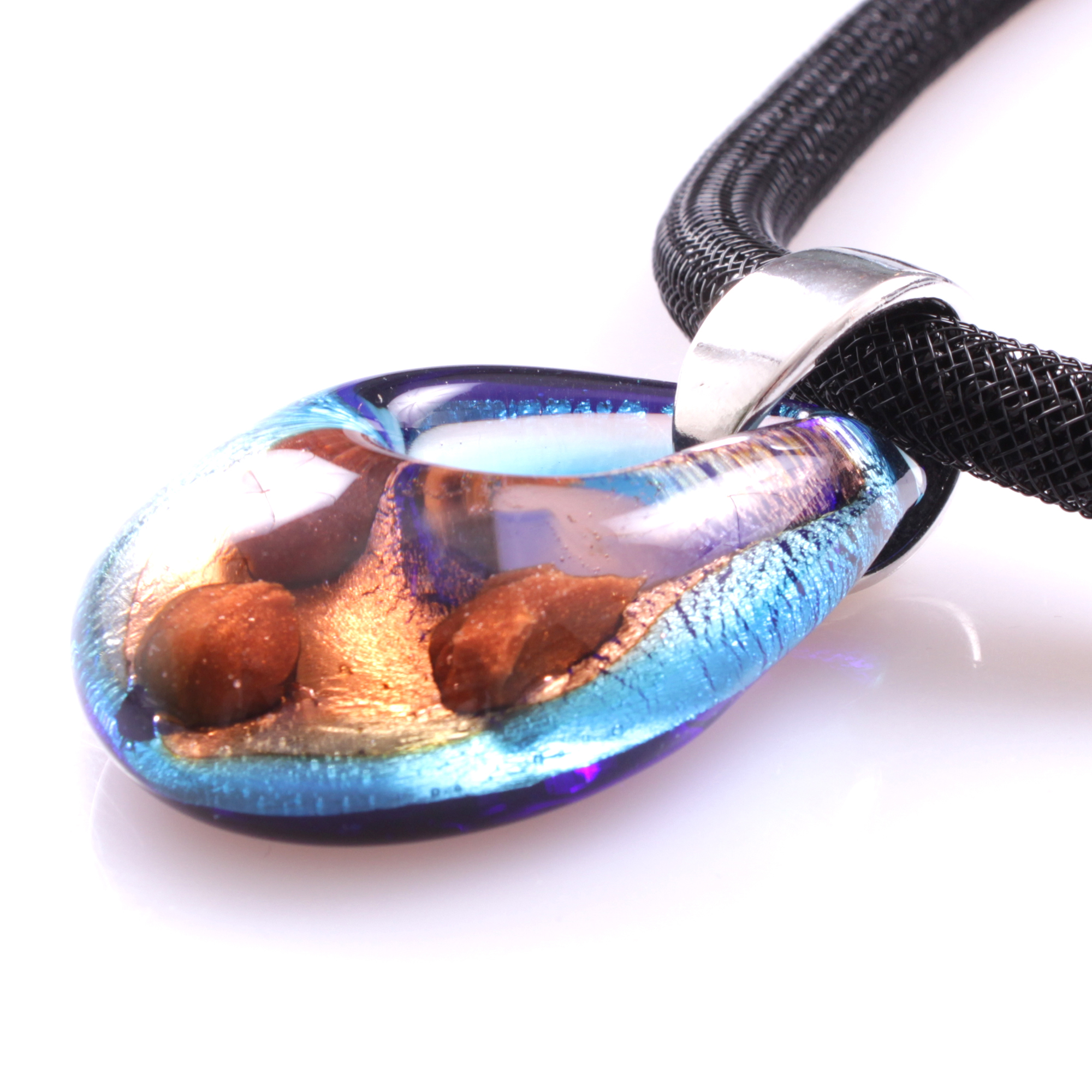 Wow! Dieses Murano Glas Collier "Drop Deluxe" ist ein Traum!-blau-kupfer