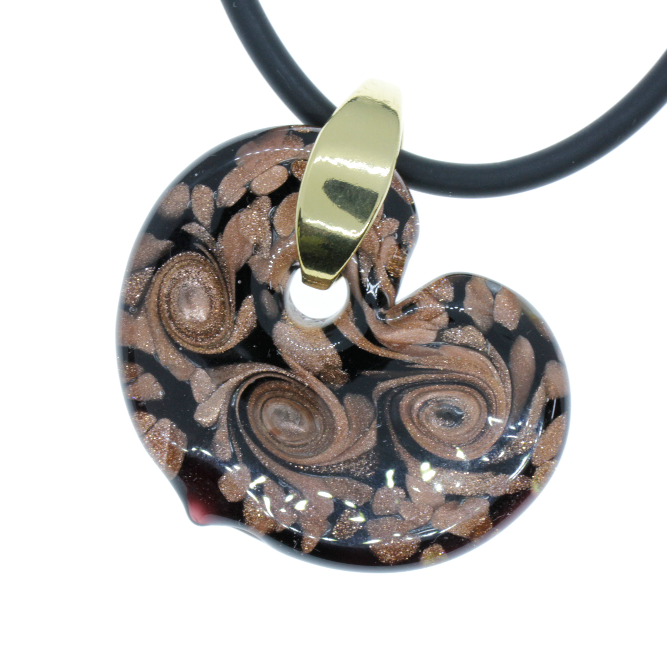 Wundervoll großer Herz Anhänger "Animo" Murano Glas- kupfer gold