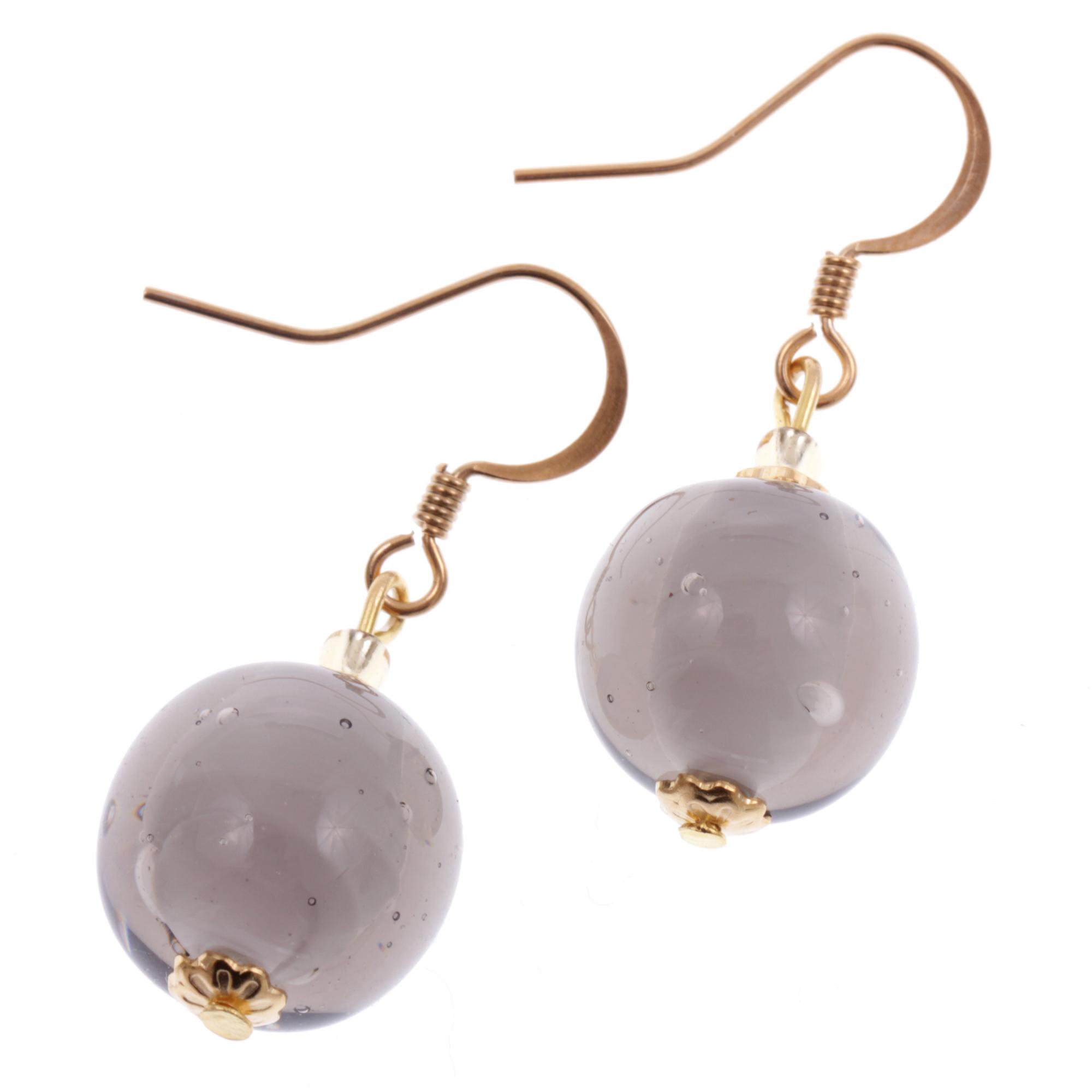 Murano Glas Ohrhänger "Verona" Ohrschmuck-grau-gold
