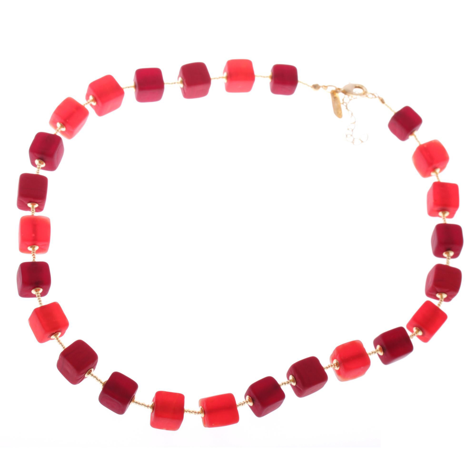 Murano Glas Collier "Quadro"-rot matt