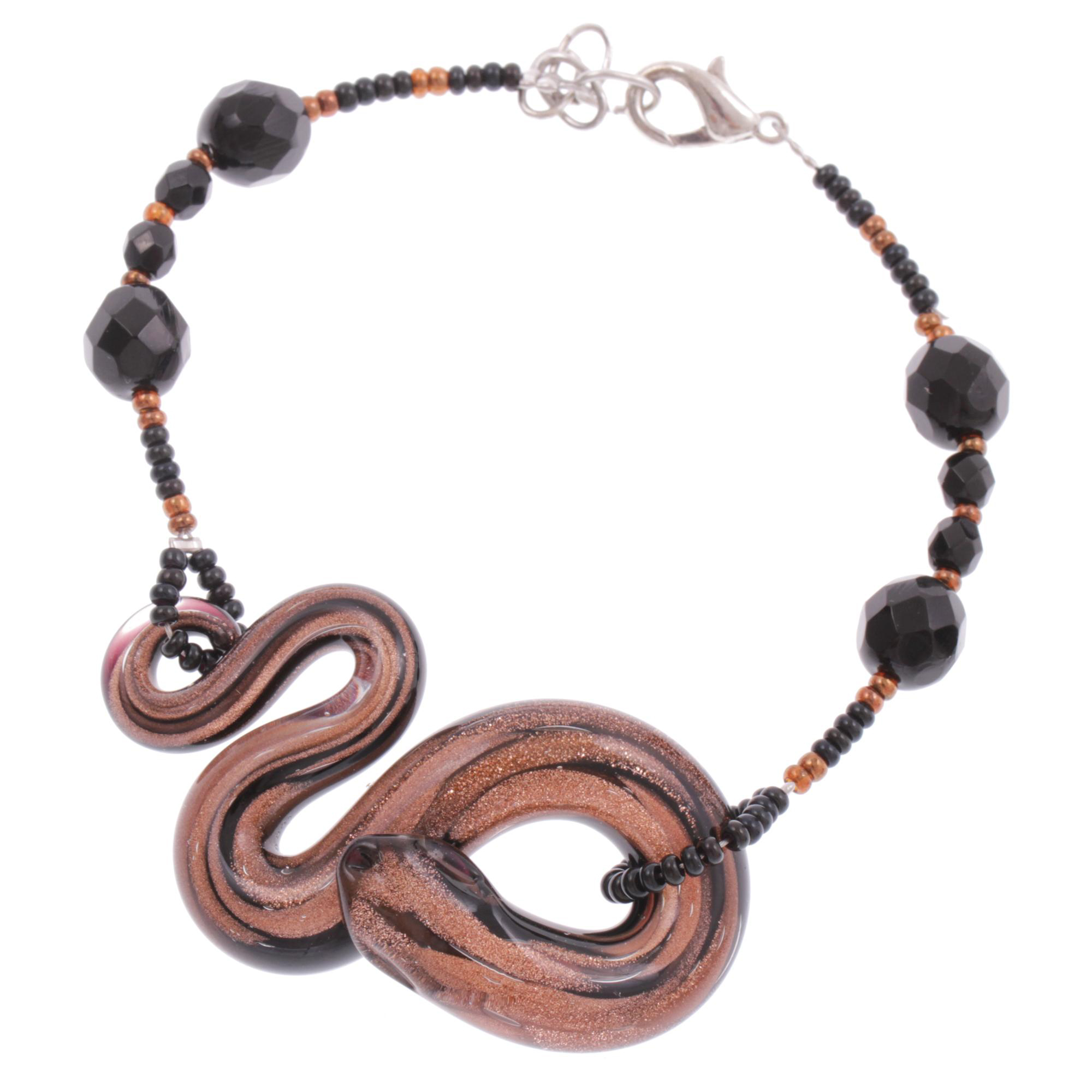 Schlangen Armband Murano Glas "Biscia" Armschmuck-kupfer