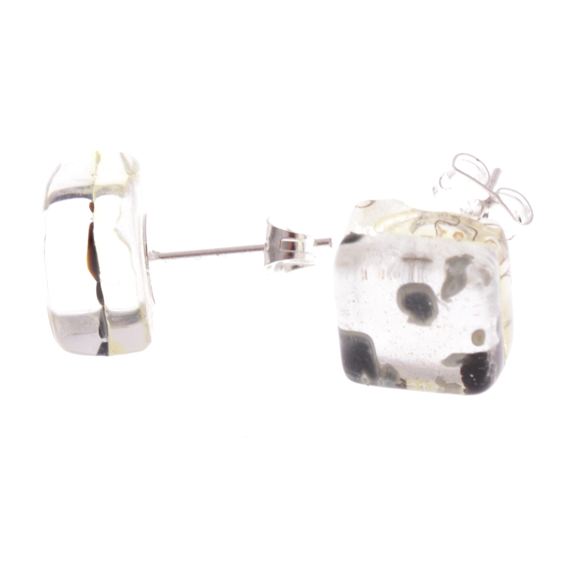 Ohrstecker Murano Glas "Jolanda" Ohrschmuck-schwarz-silber II