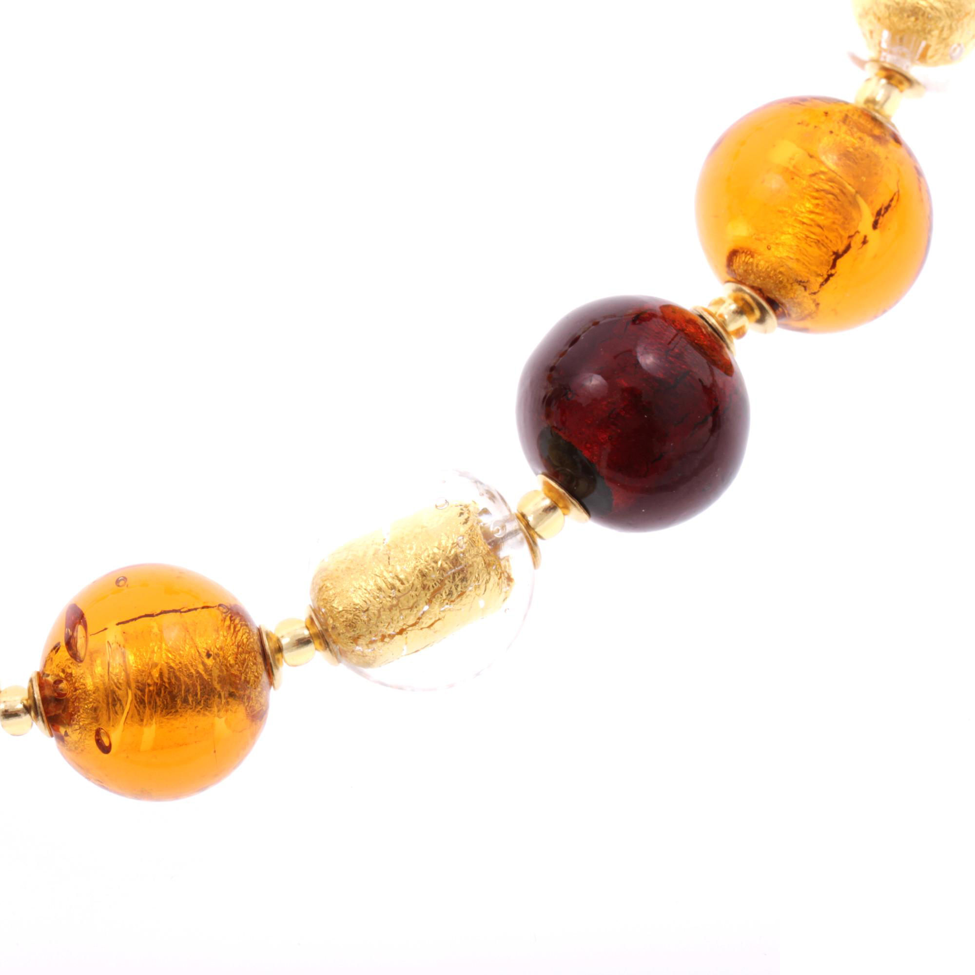Kugel Collier "Verona" Murano Glas Halskette -amber-gold II