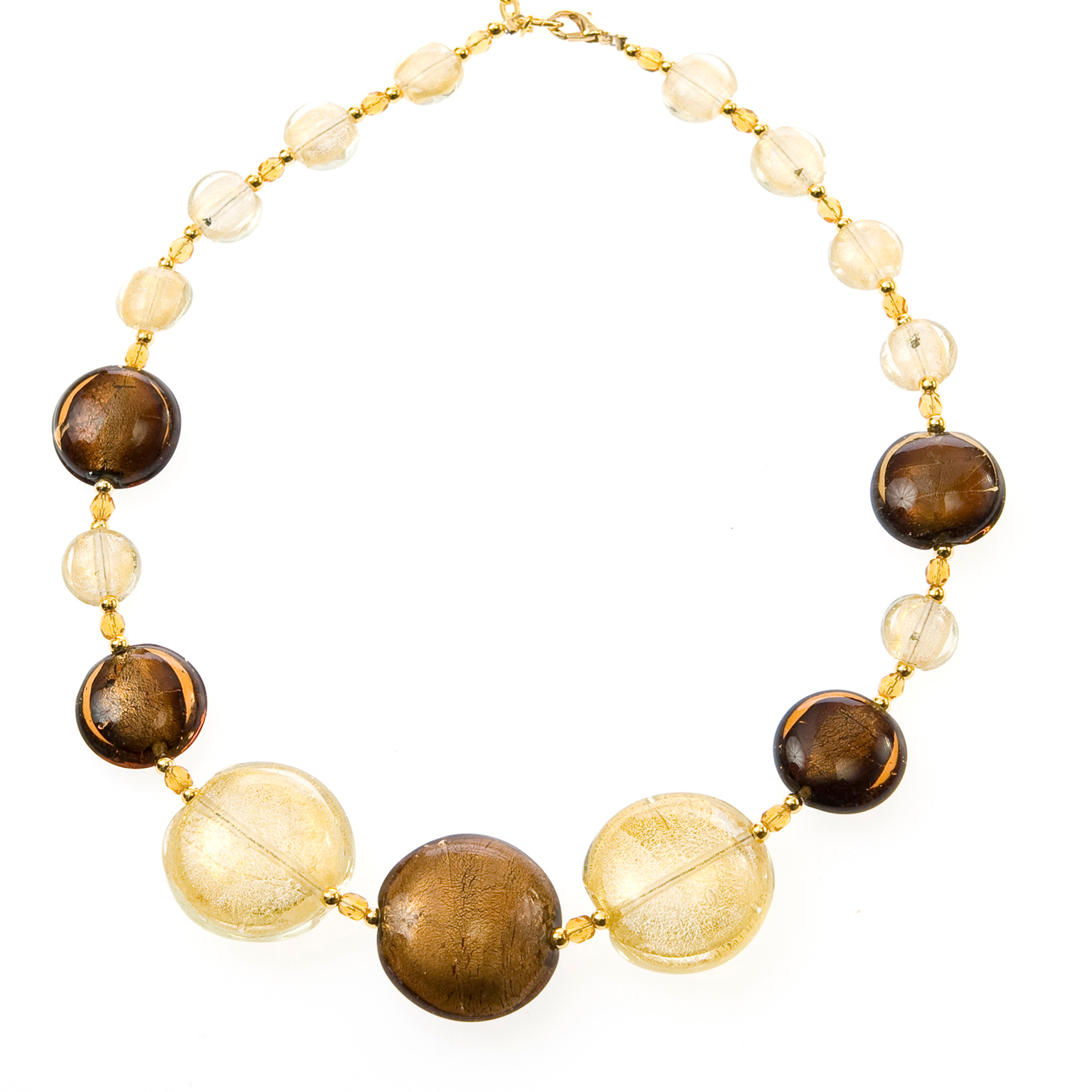 Collier "Liv" echtes Murano Glas-braun-gold