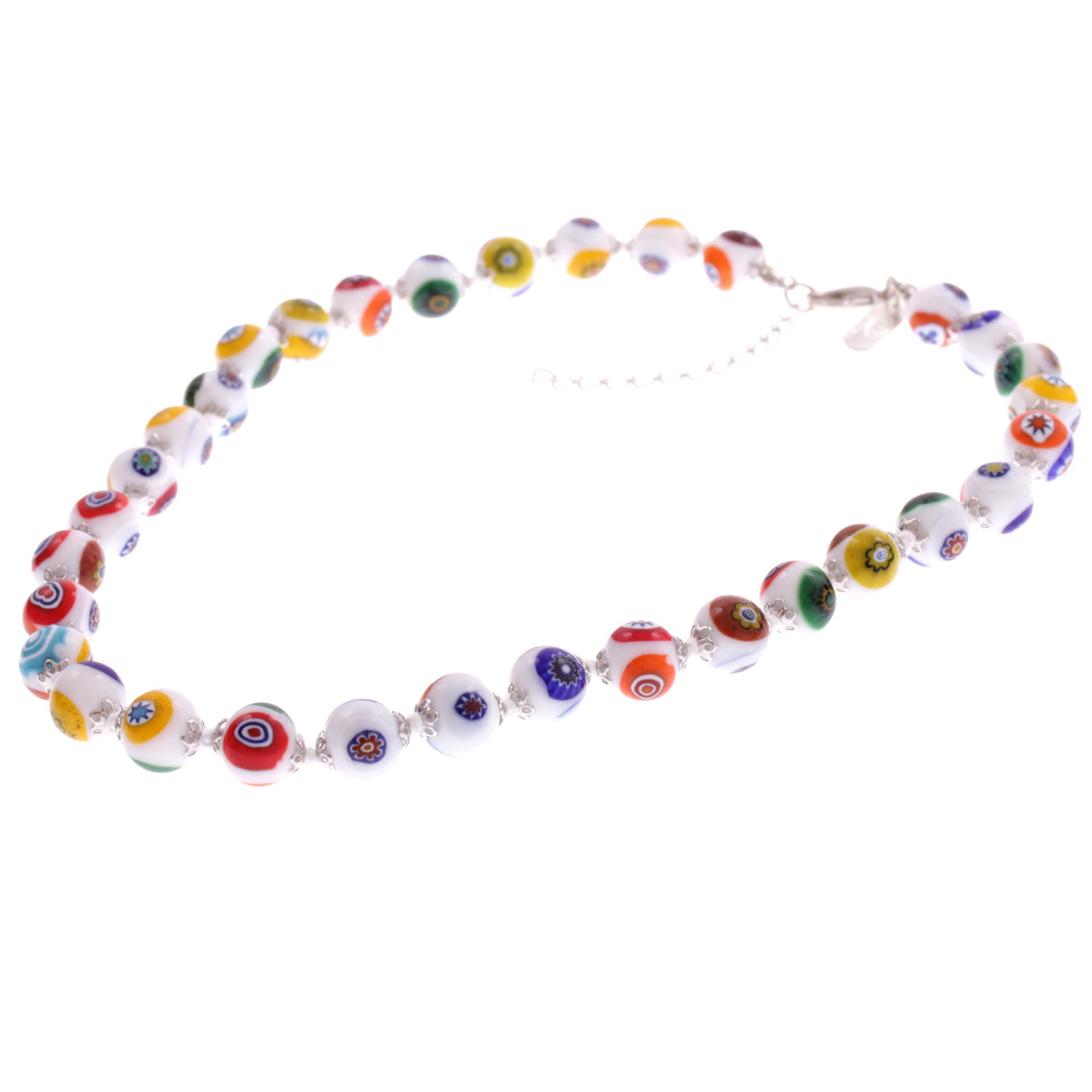 Exklusive Mille Fiori Halskette "Concento" Collier -weiß silber