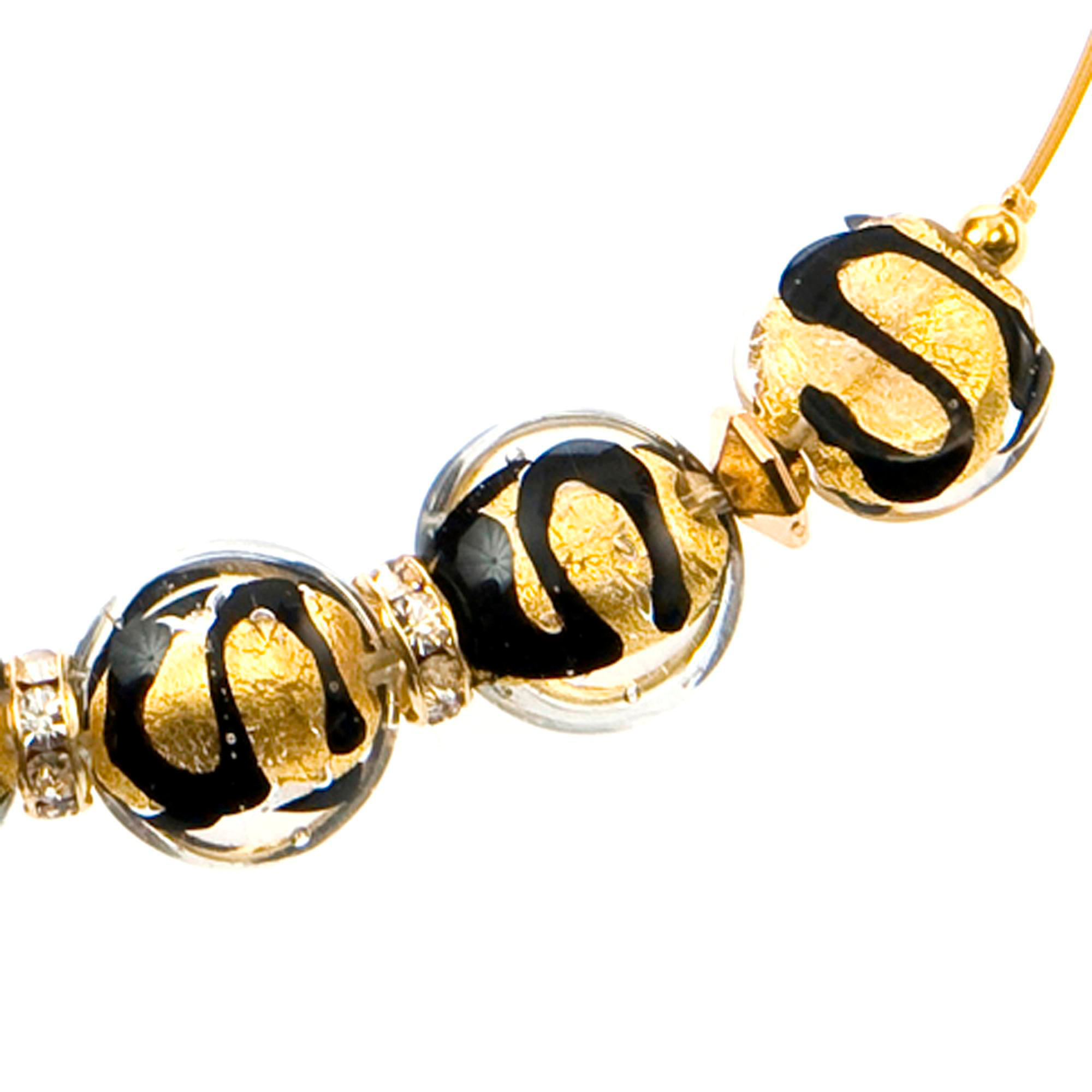 Exklusive Halskette aus Murano Glas "Iowa" Collier-schwarz-gold