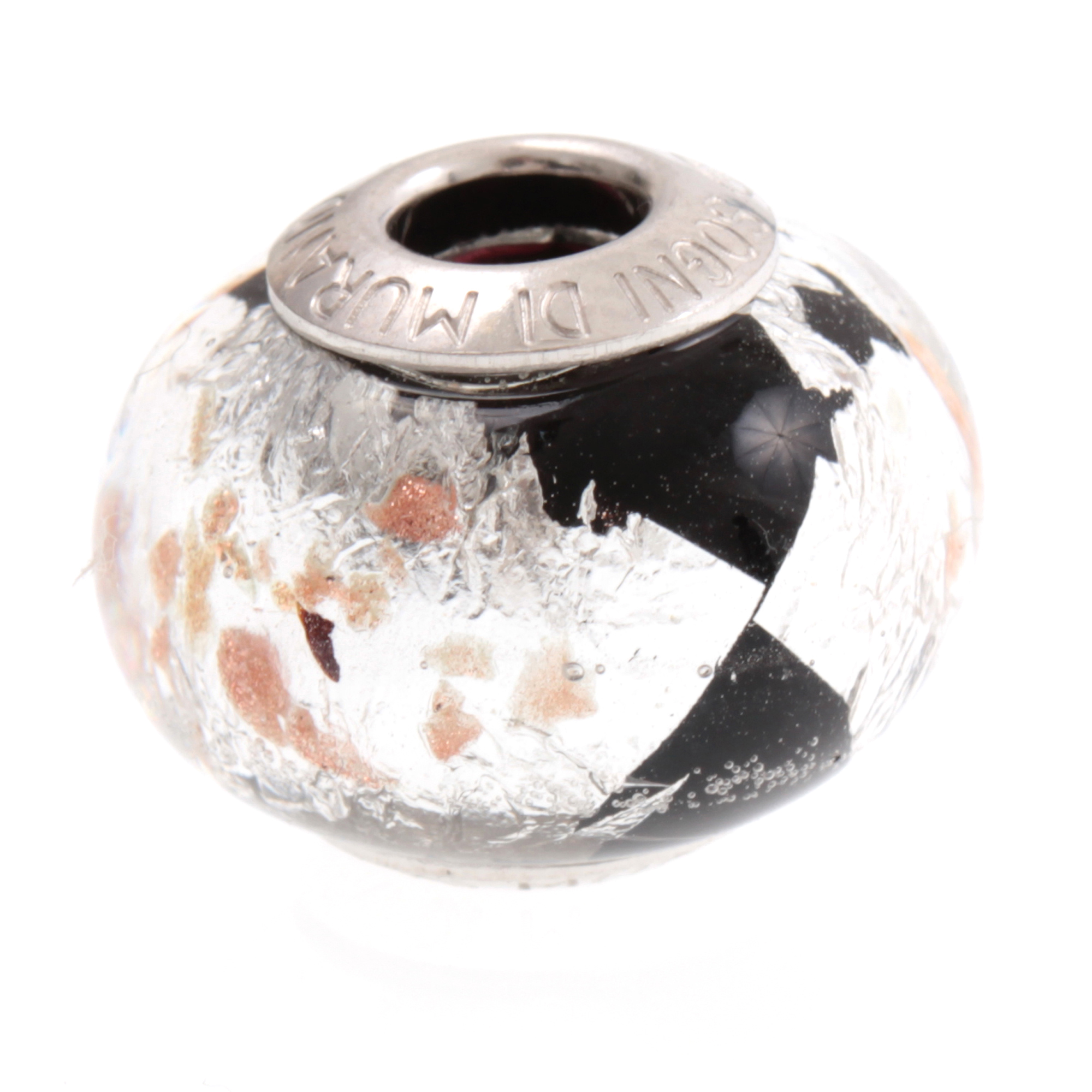 Murano Glas Bead "Ciclo II" 925 Sterling Silber Charm-schwarz-silber Murano Glas Bead "Ciclo II" 925 Sterling Silber Charm-schwarz-silber