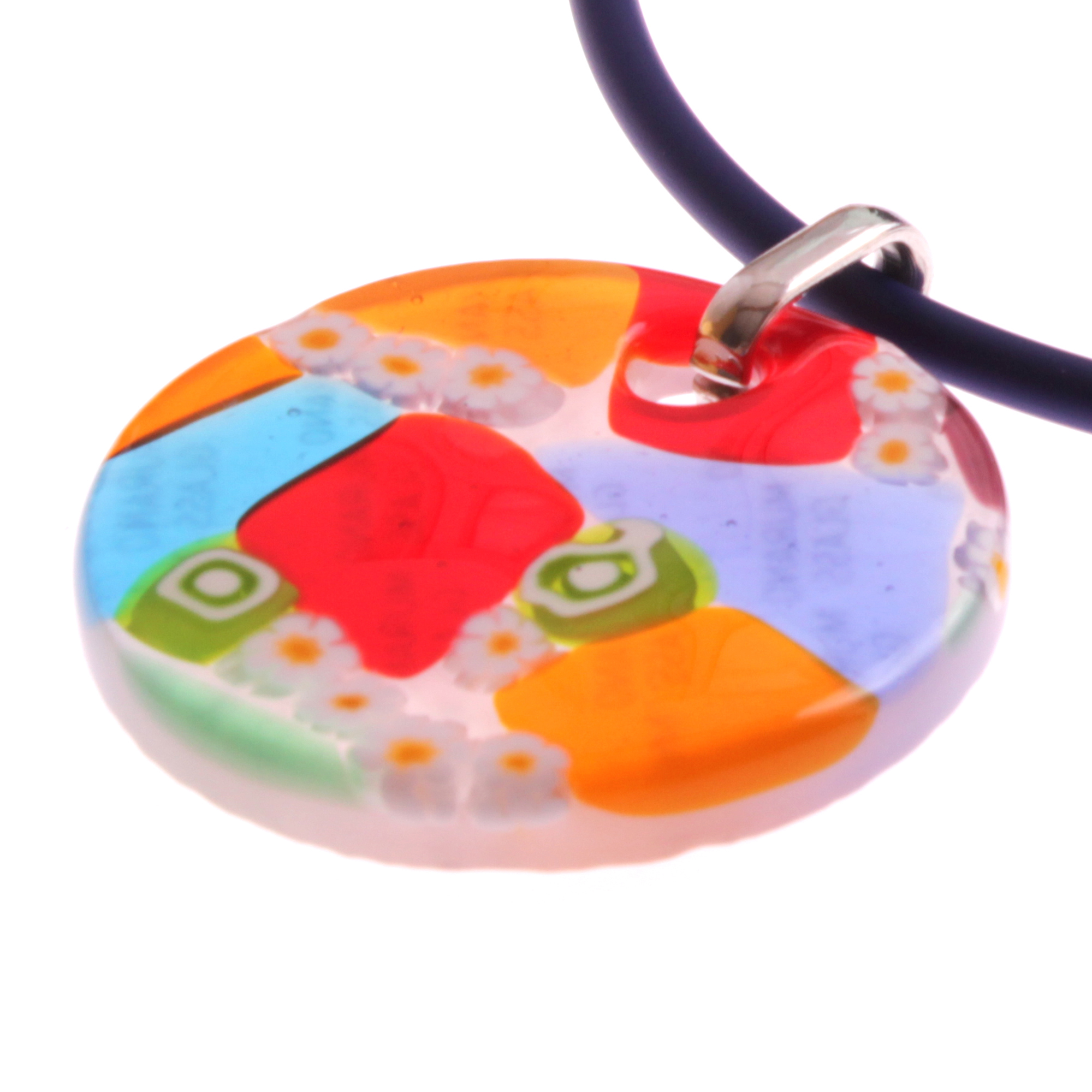 Muranoglas Medaillon Mille Fiori Model "Abril"-bunt