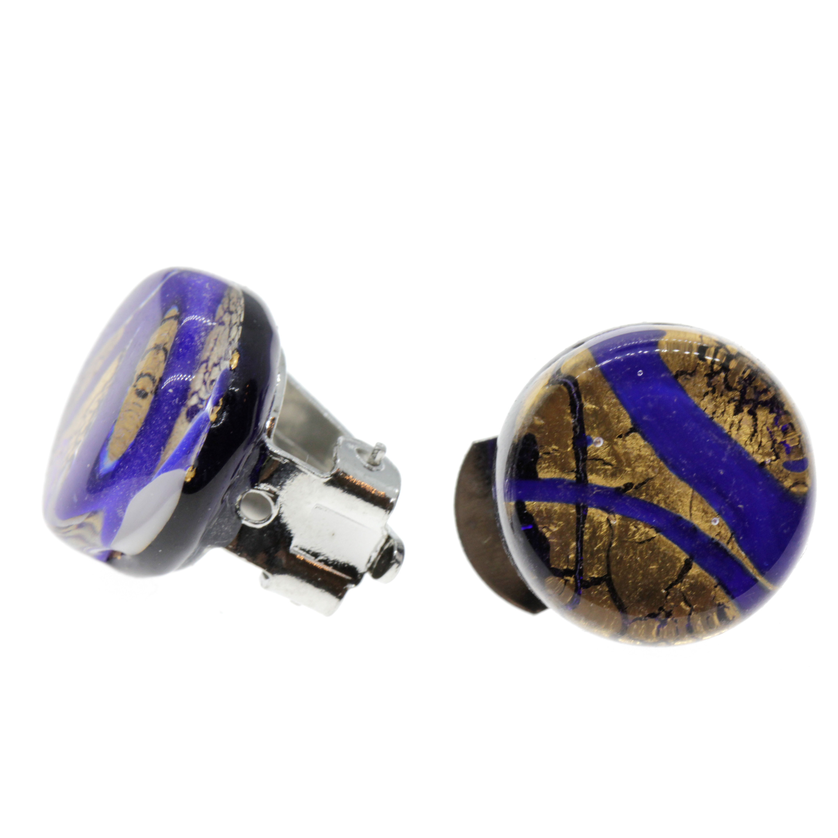 Murano Glas Ohrclip "Janne" Ohrschmuck-blau-gold