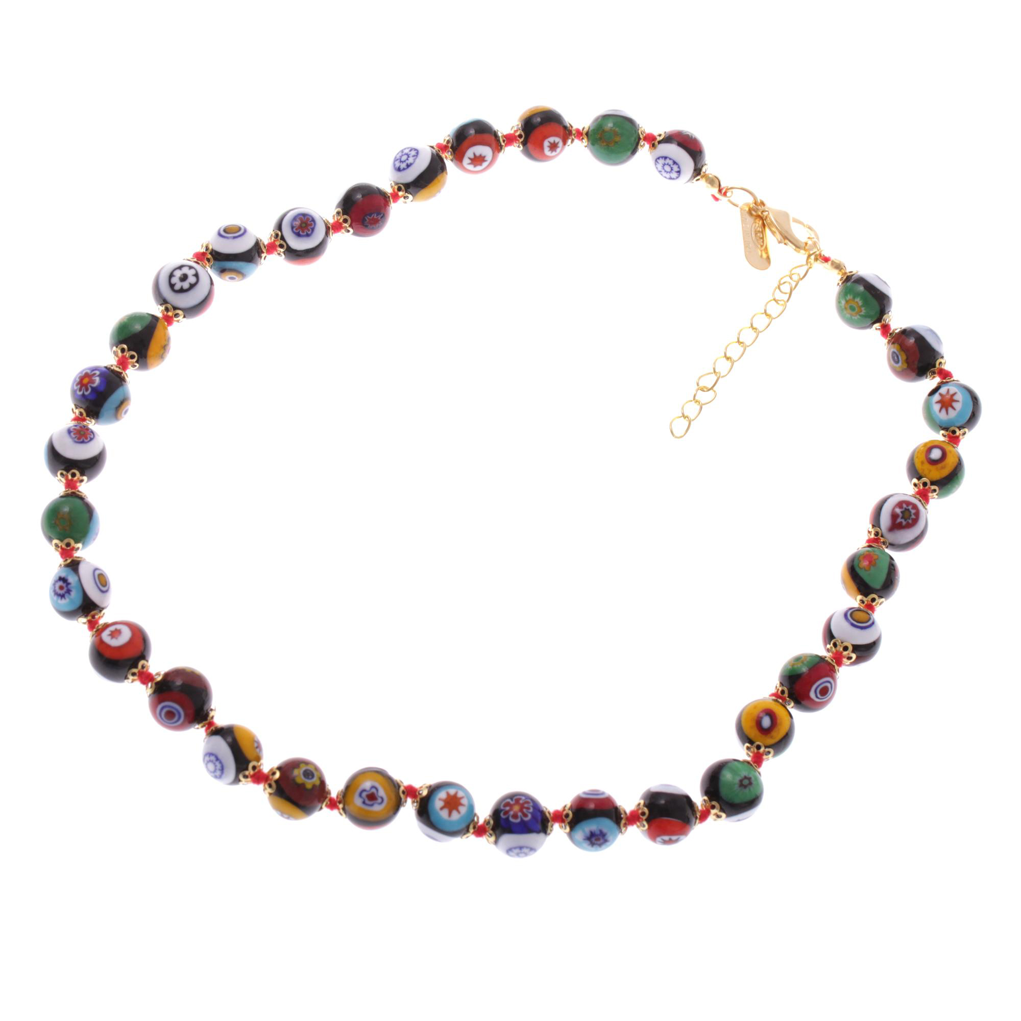 Exklusive Mille Fiori Halskette "Concento" Collier -bunt-gold