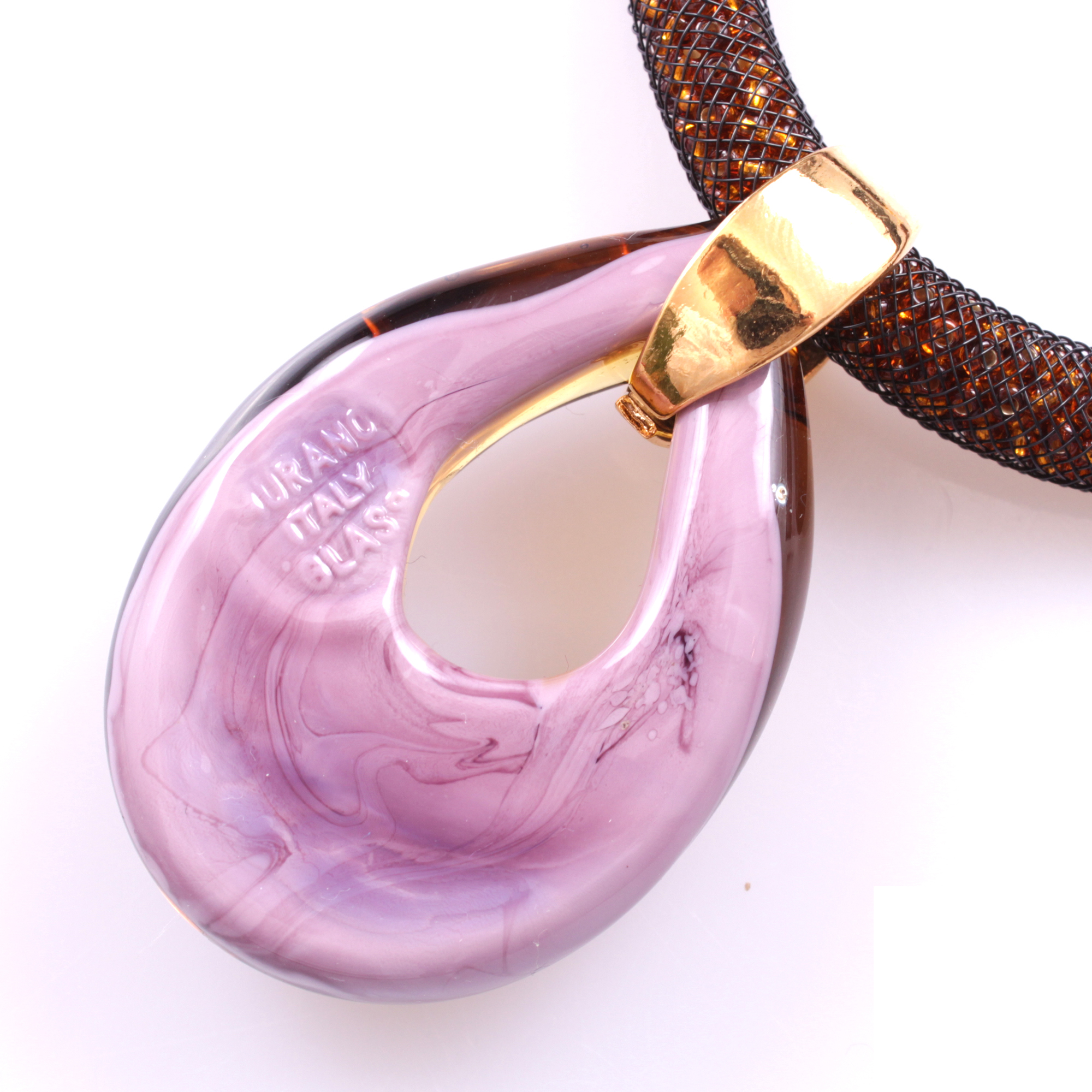 Wow! Dieses Murano Glas Collier "Drop Deluxe" ist ein Traum!-lila-kupfer