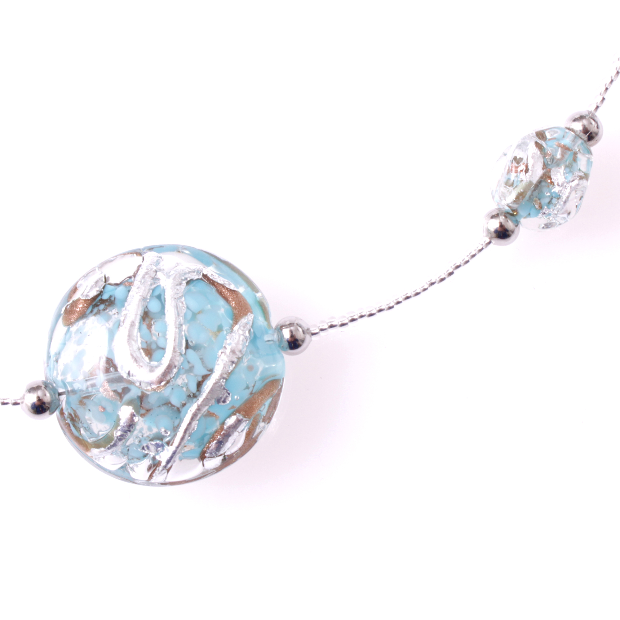 Stilvolles Murano Glas Collier "Astana Deluxe" -aquamarin