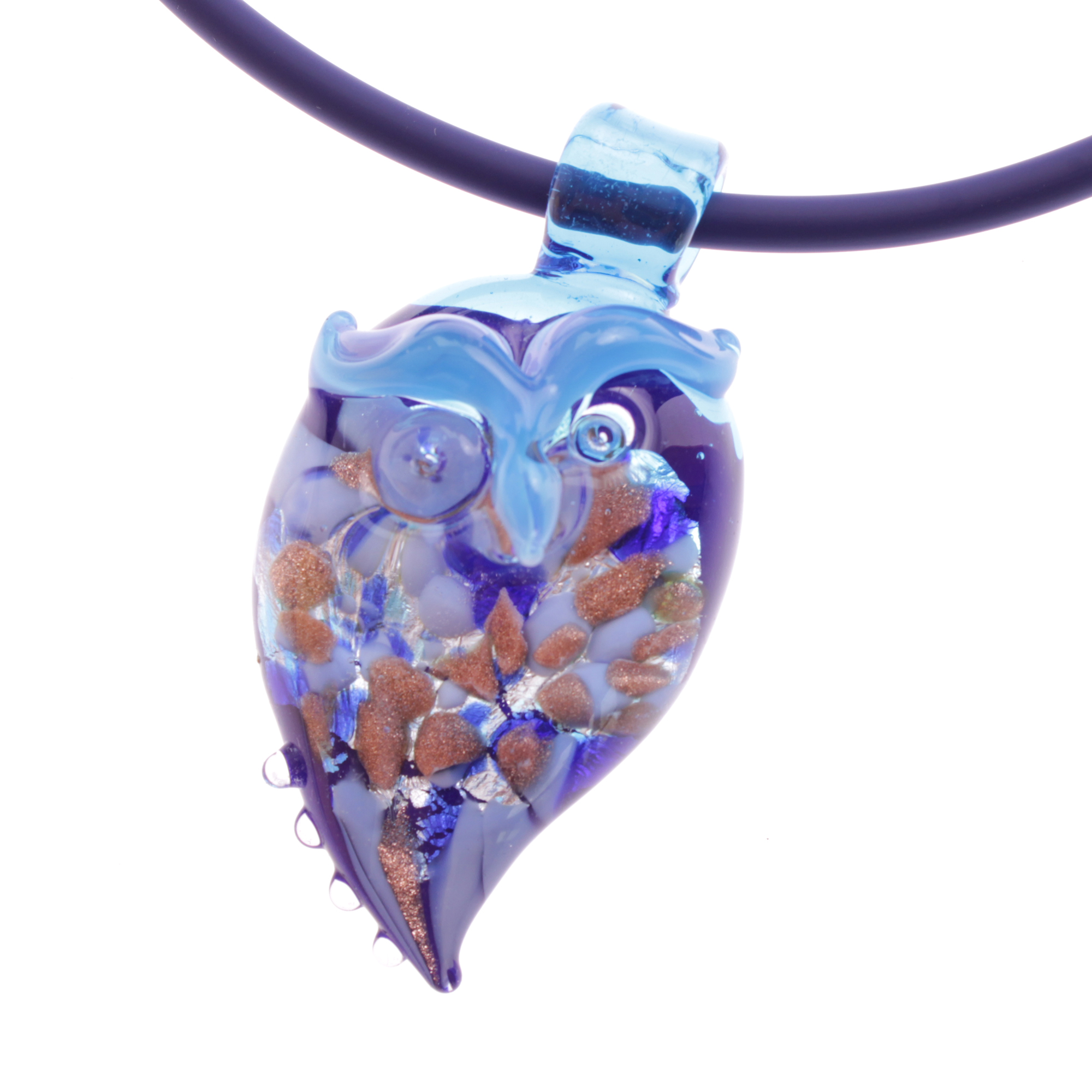 Eine wundervolle Eule aus Muranoglas Model "Grande Gufo"-blau-silber