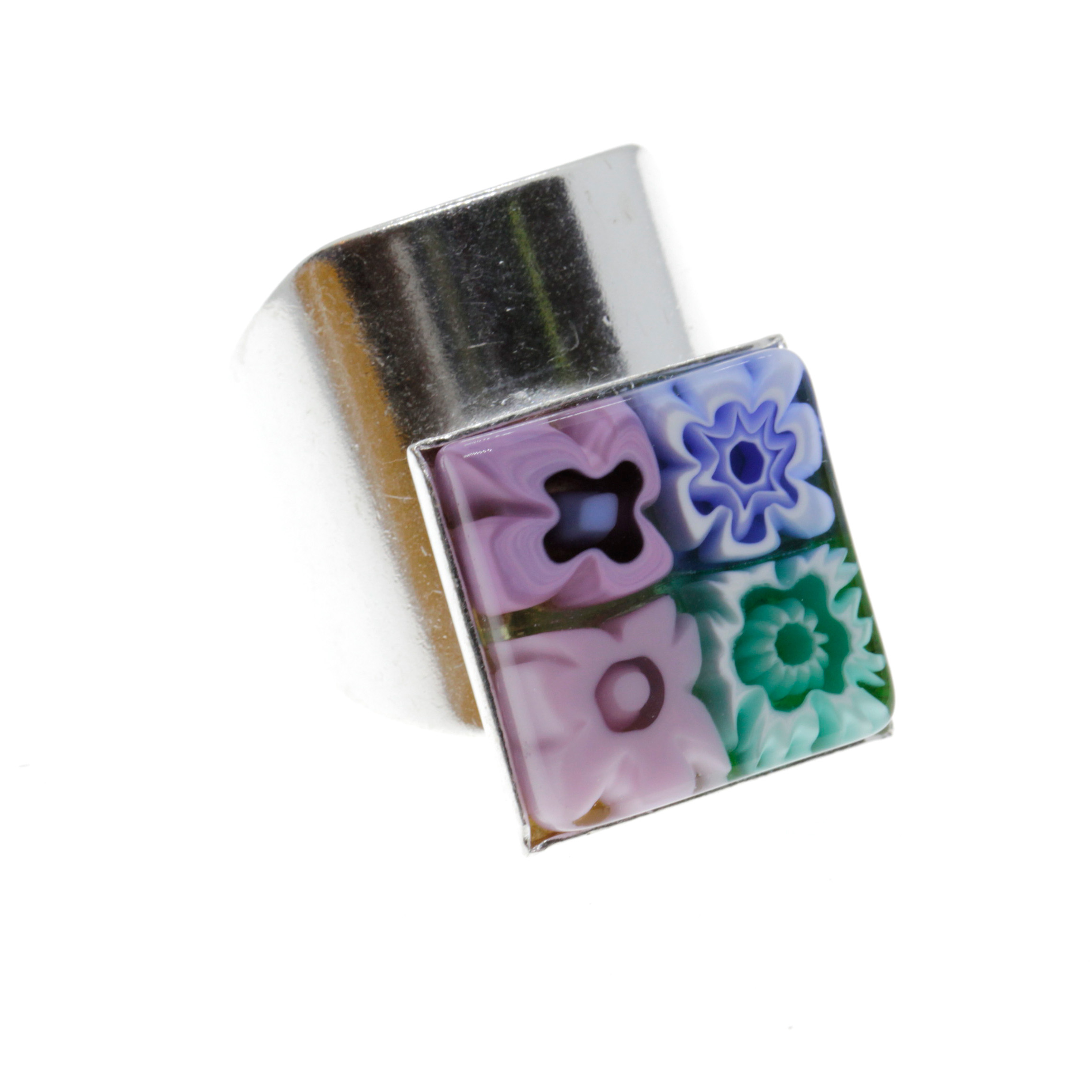 Ring "Bella" Murano Glas Mille Fiori -pastell bunt