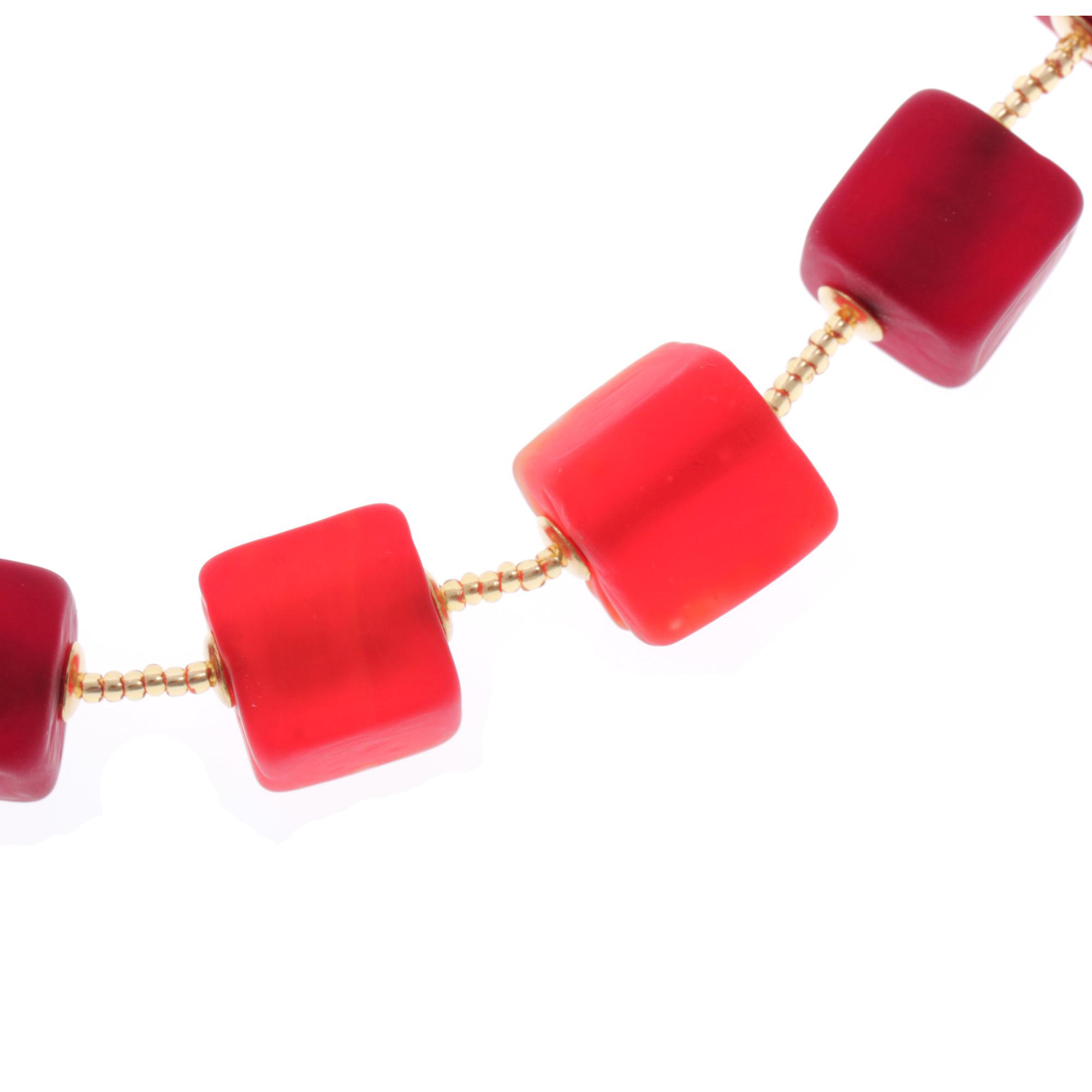 Murano Glas Collier "Quadro"-rot matt