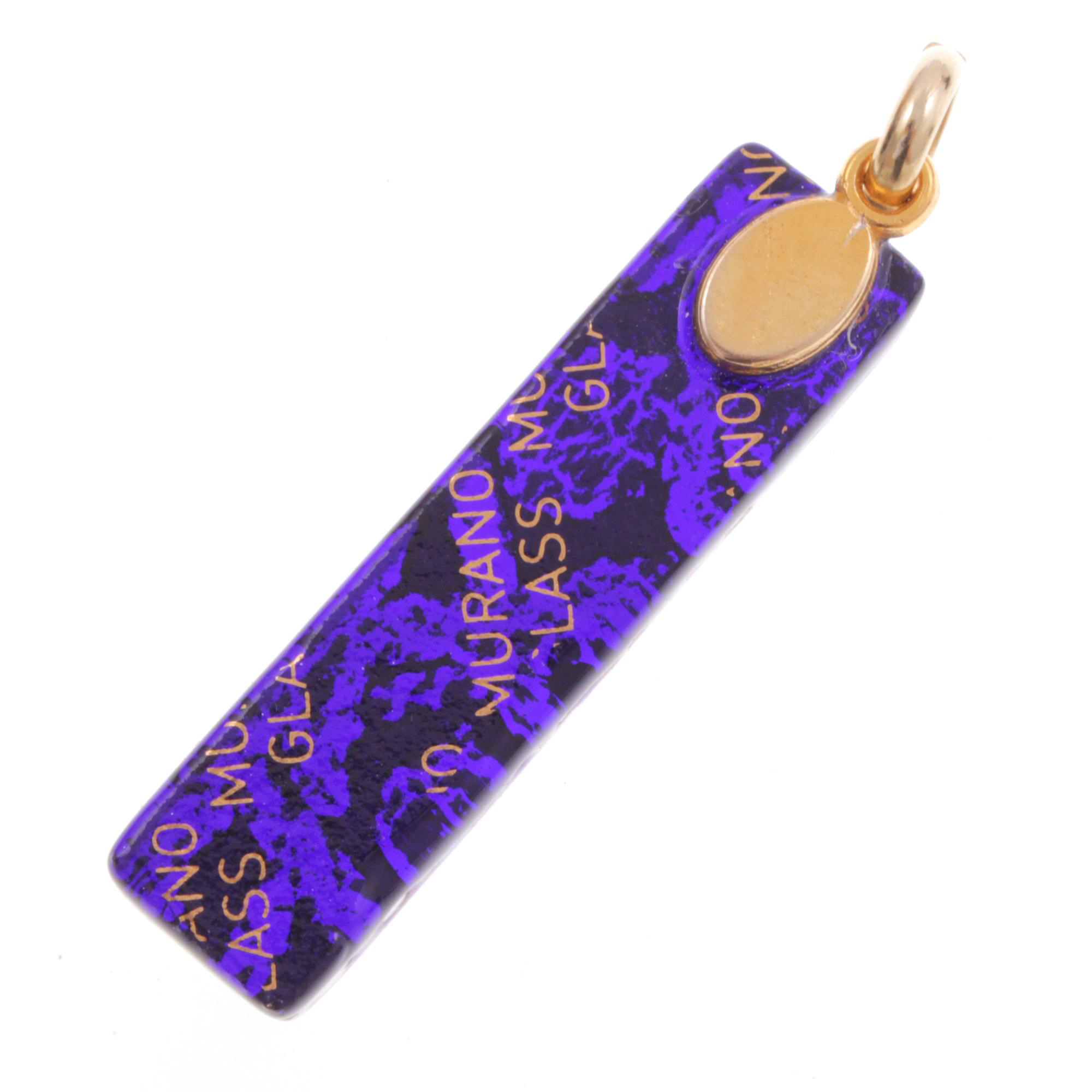 Murano Glas Anhänger Baguette "Bastone"-blau-gold