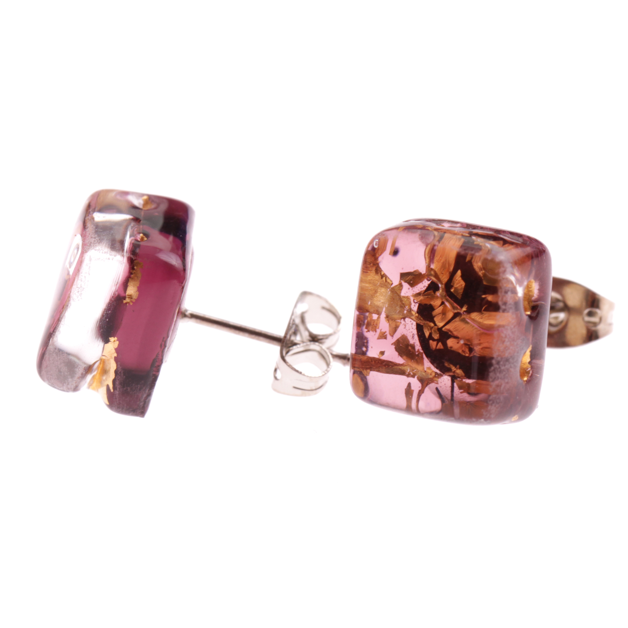 Ohrstecker Murano Glas "Jolanda" Ohrschmuck-rosa-gold