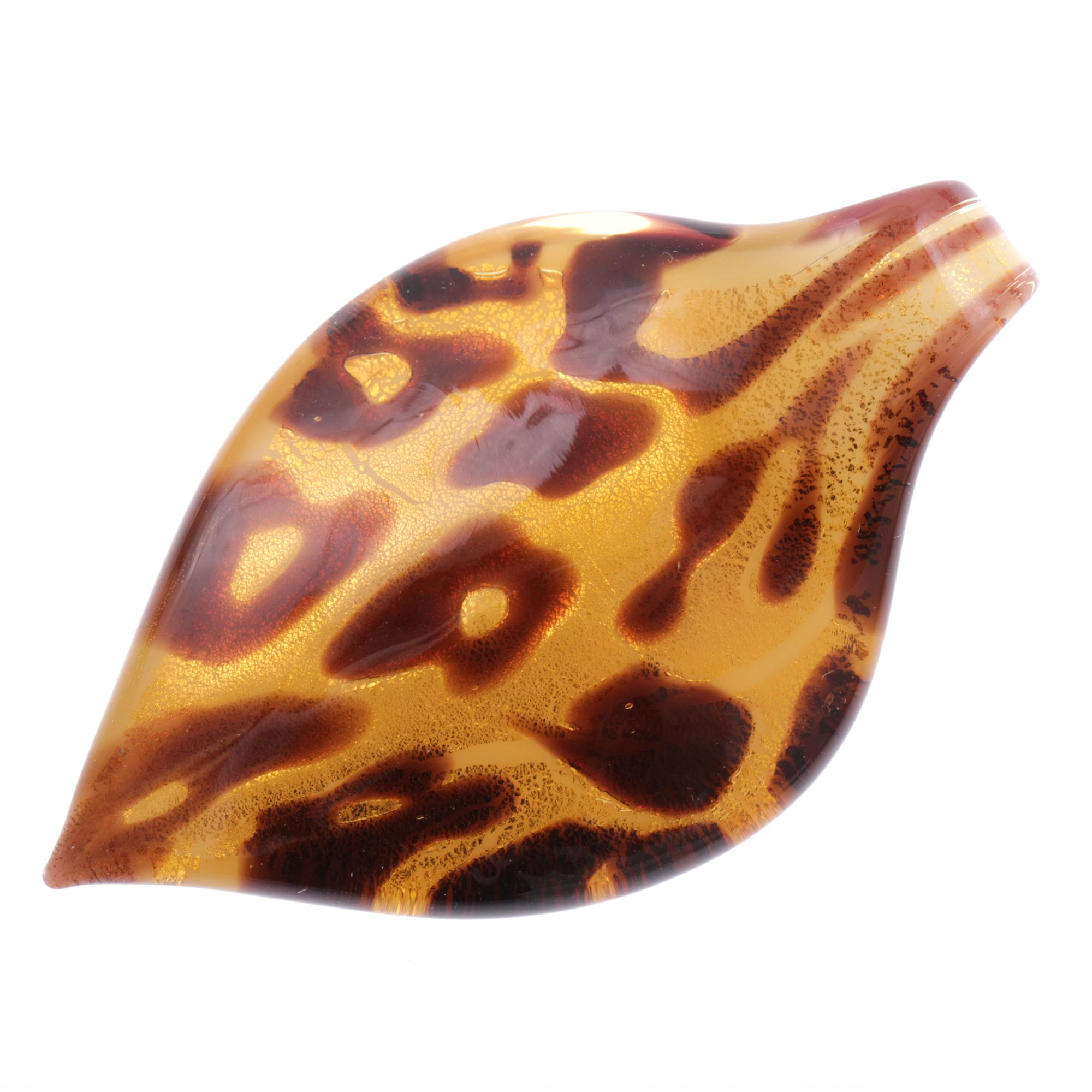 Feines kleines Murano Glas Blatt "Pala" Anhänger-amber