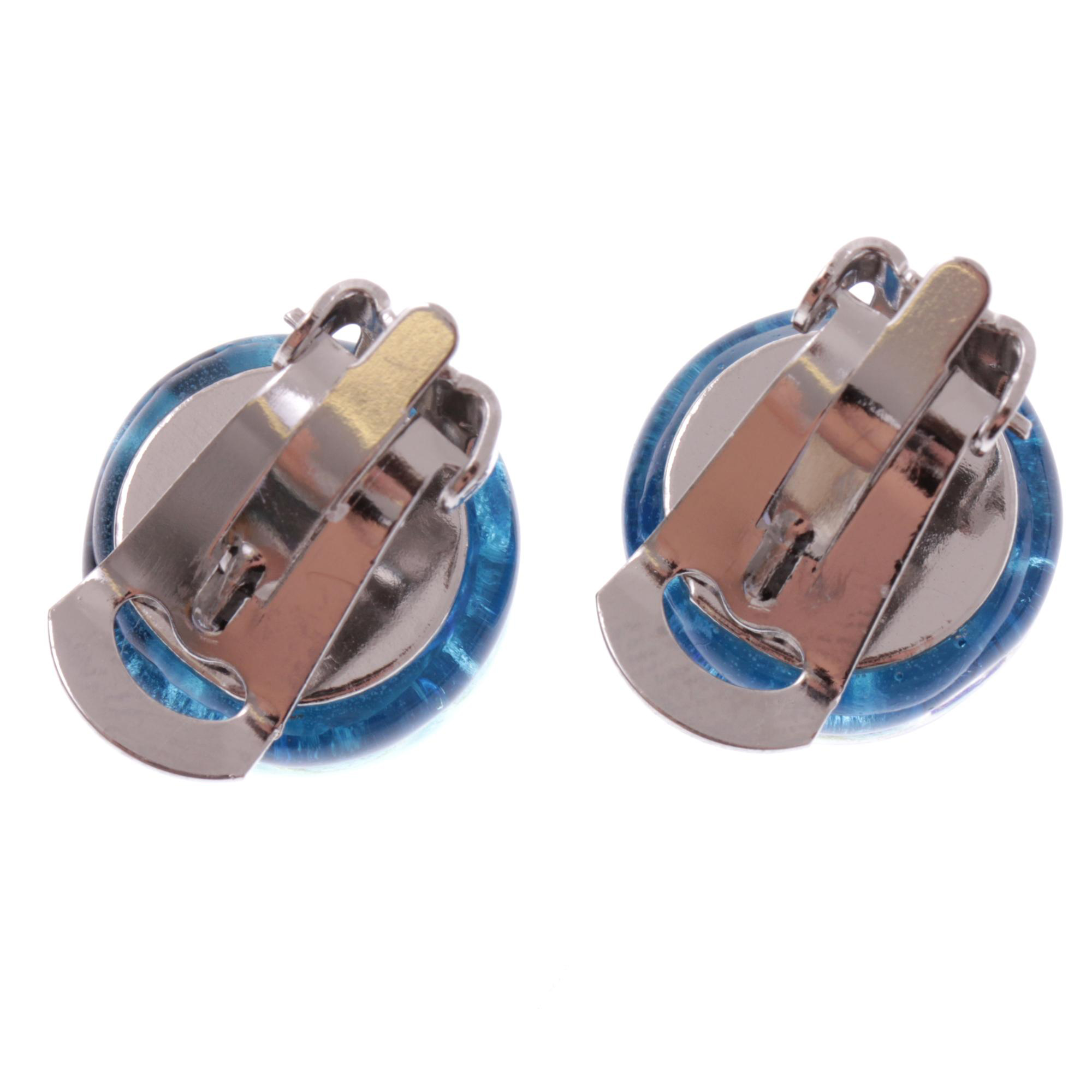 Murano Glas Ohrclip "Janne" Ohrschmuck-blau-silber