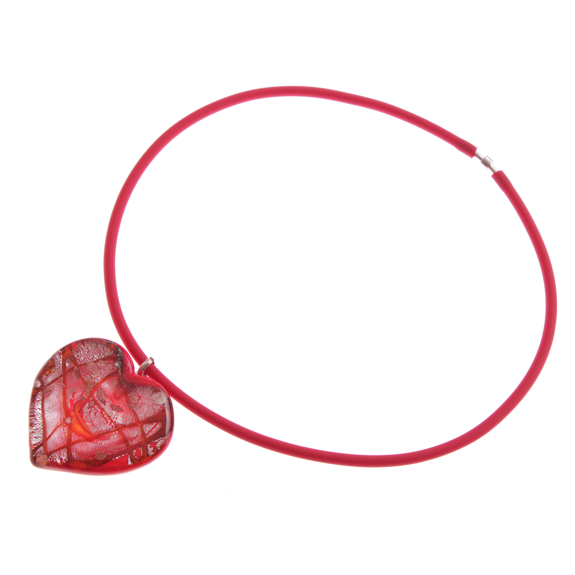 Edles Murano Glas Herz Model "Emotivo II"-rot-silber